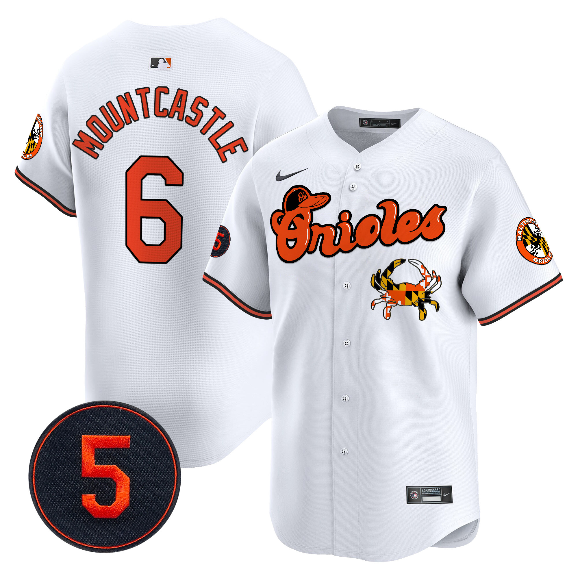 Men's Ryan Mountcastle Baltimore Orioles Robinson Patch Vapor Premier Limited White Jersey V6 - All Stitched