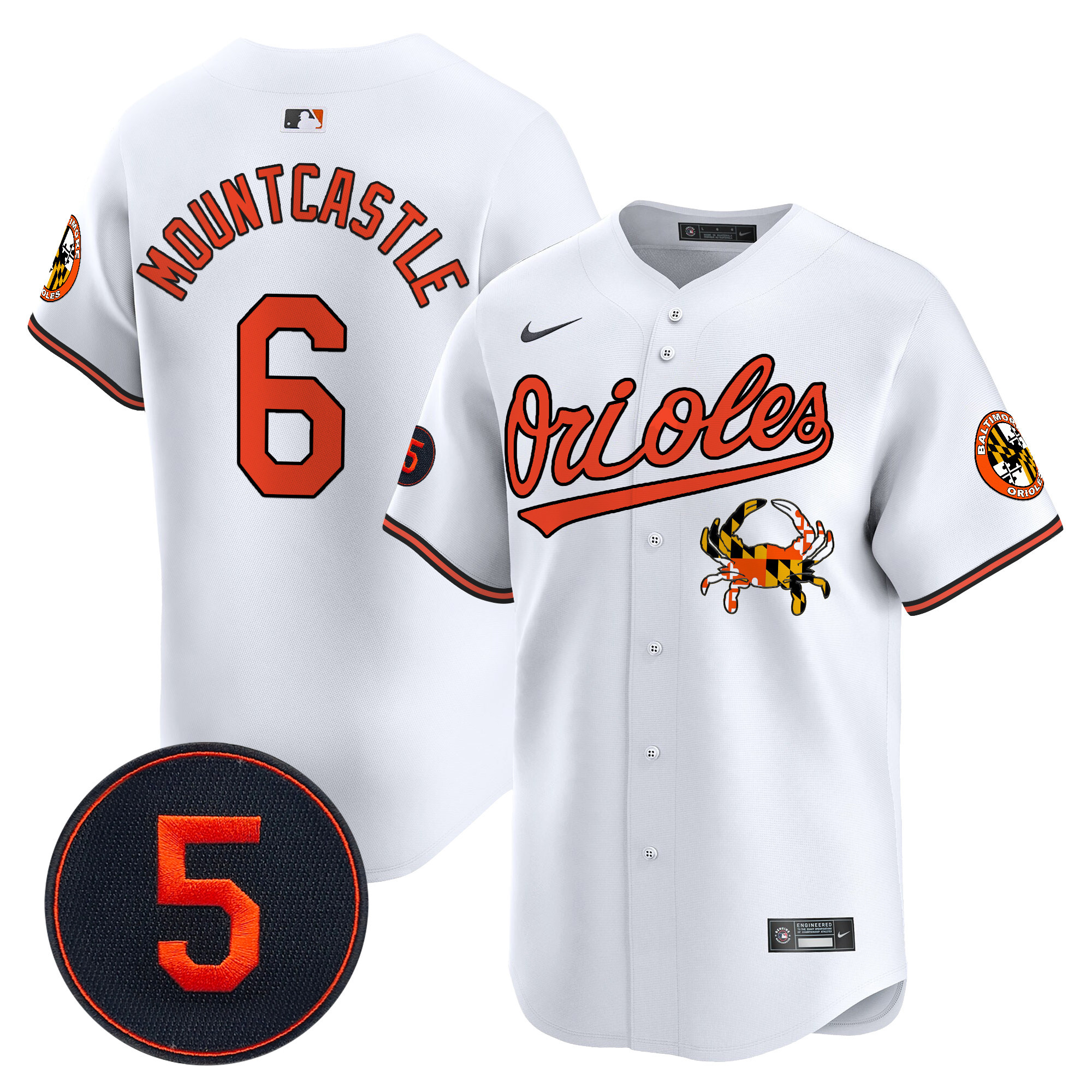 Men's Ryan Mountcastle Baltimore Orioles Robinson Patch Vapor Premier Limited White Jersey V9 - All Stitched