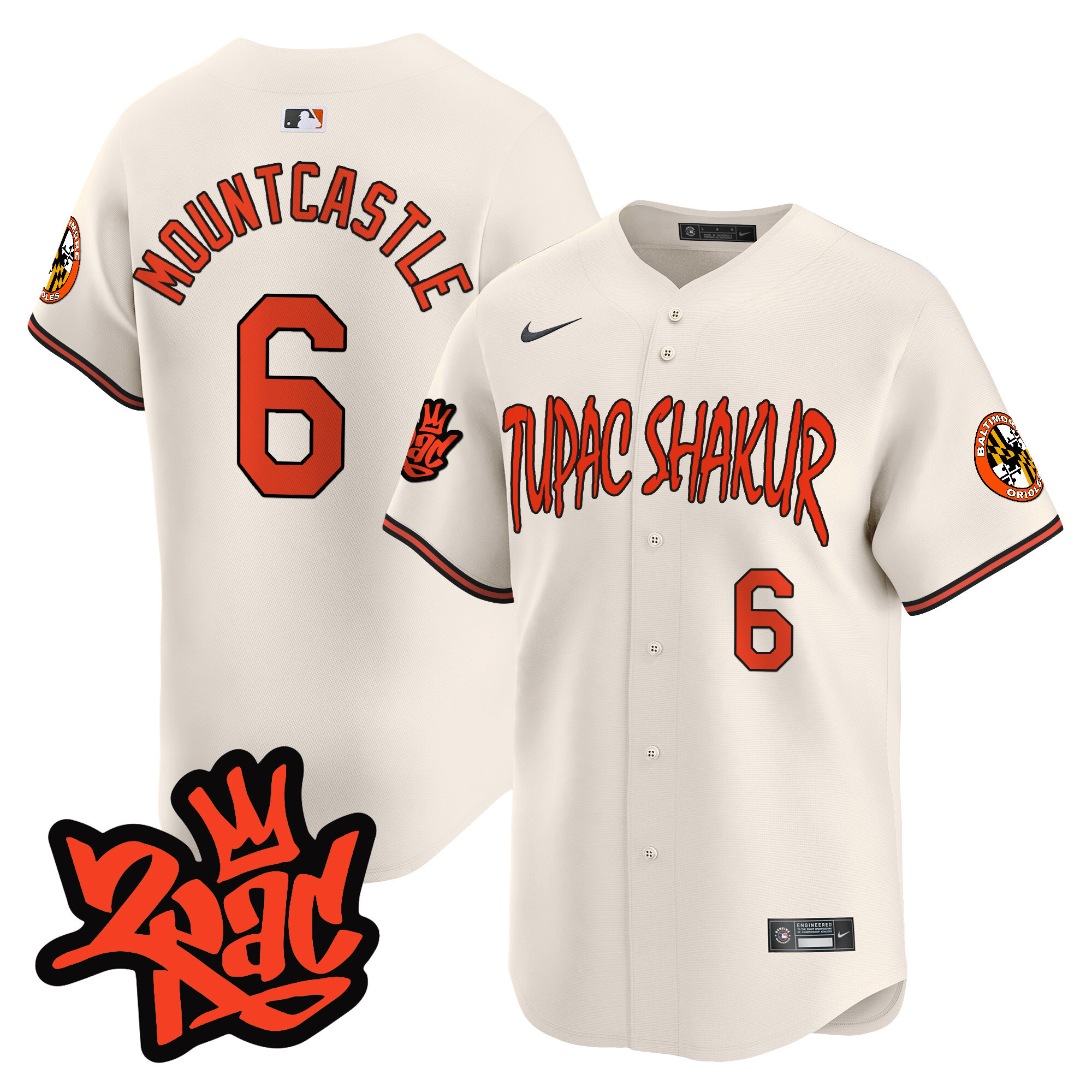 Men's Ryan Mountcastle Baltimore Orioles Tupac Shakur Vapor Premier Limited Cream Jersey - All Stitched
