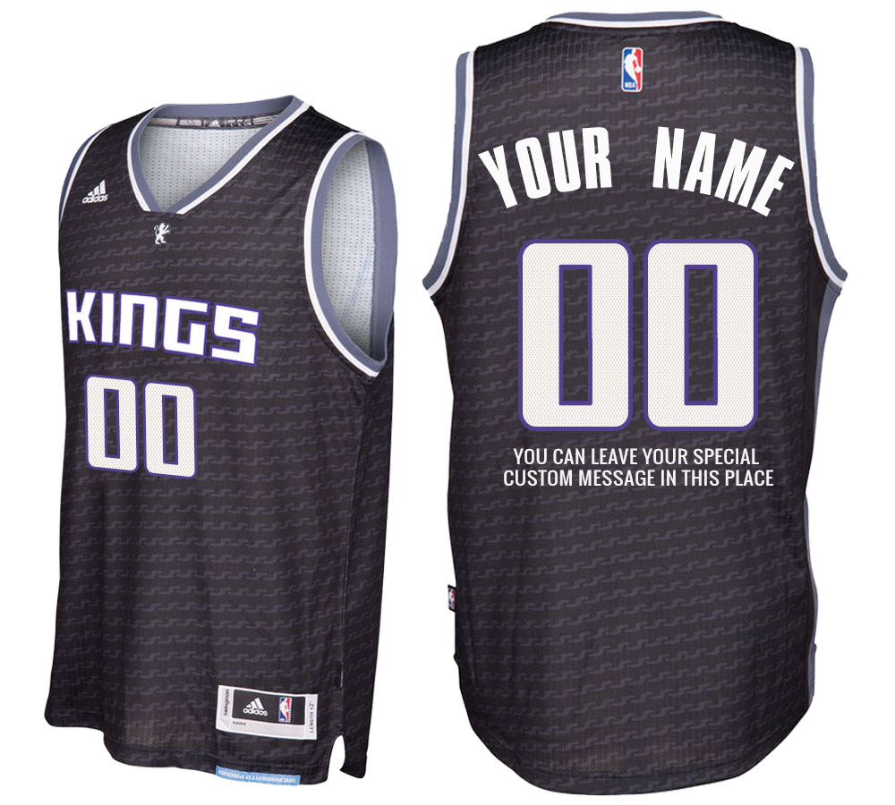 Mens Sacramento Kings Alternate Black Custom Message Jersey
