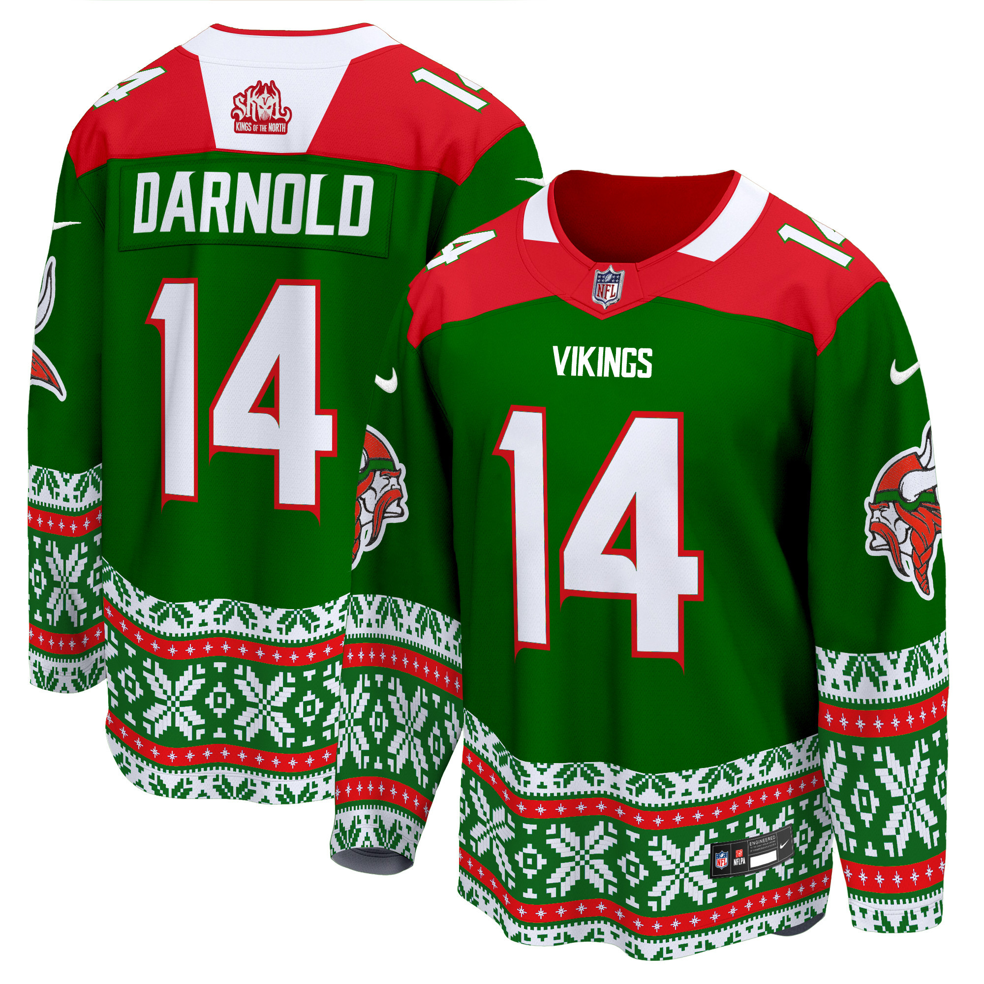 Men's Sam Darnold Minnesota Vikings 2024 Christmas Premier Breakaway Green Jersey - All Stitched