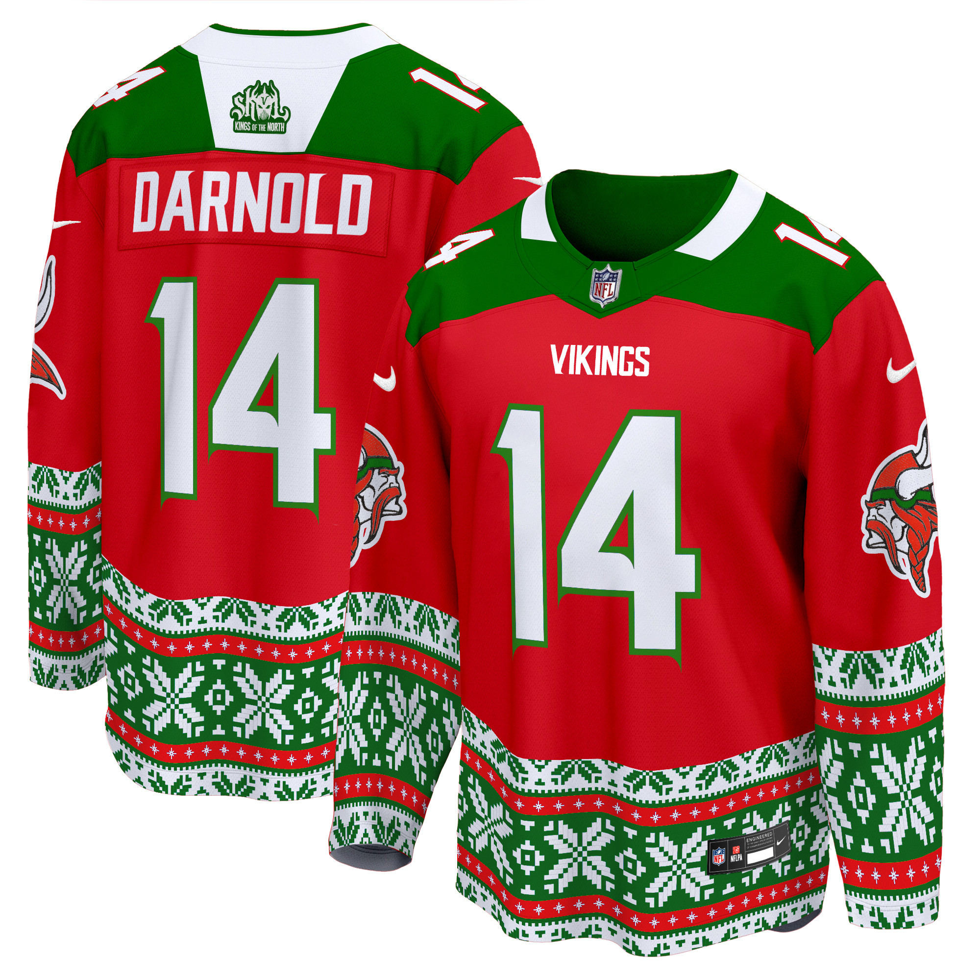 Men's Sam Darnold Minnesota Vikings 2024 Christmas Premier Breakaway Red Jersey - All Stitched
