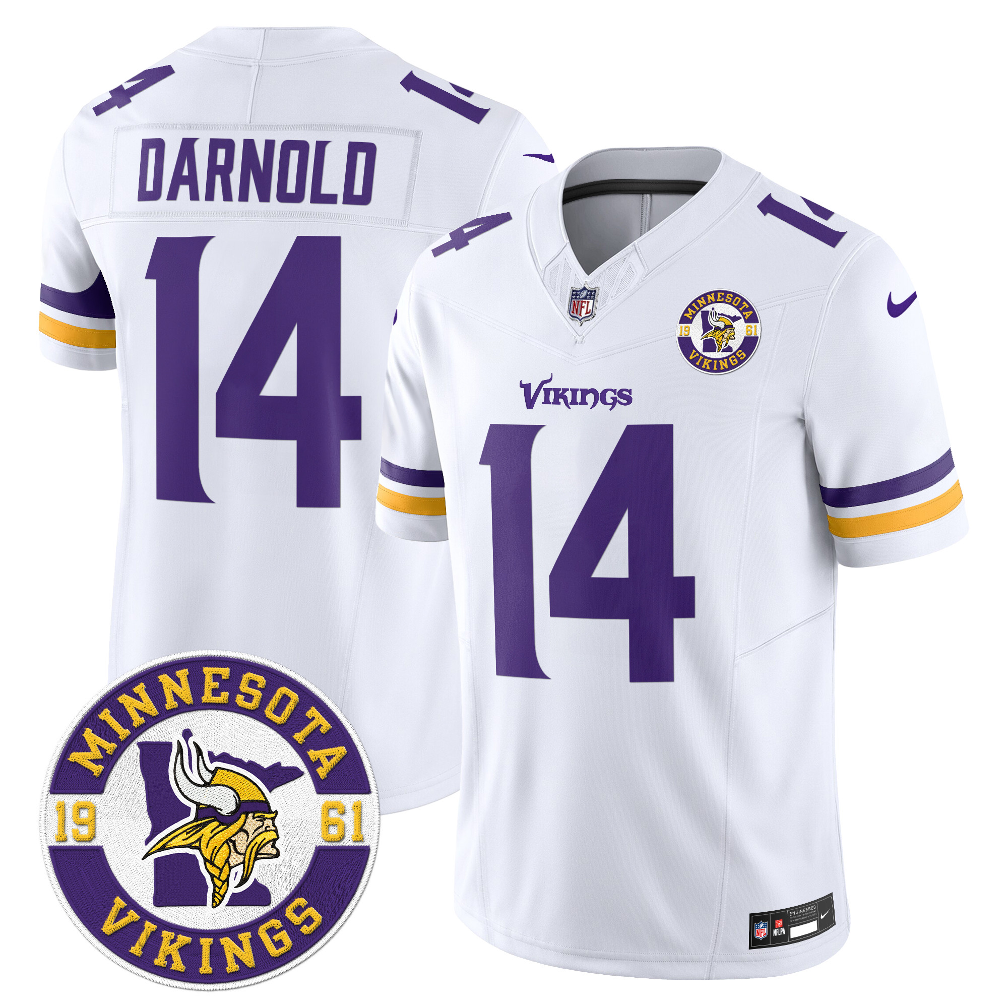 Men's Sam Darnold Minnesota Vikings 2024 Vapor Limited White Jersey - All Stitched