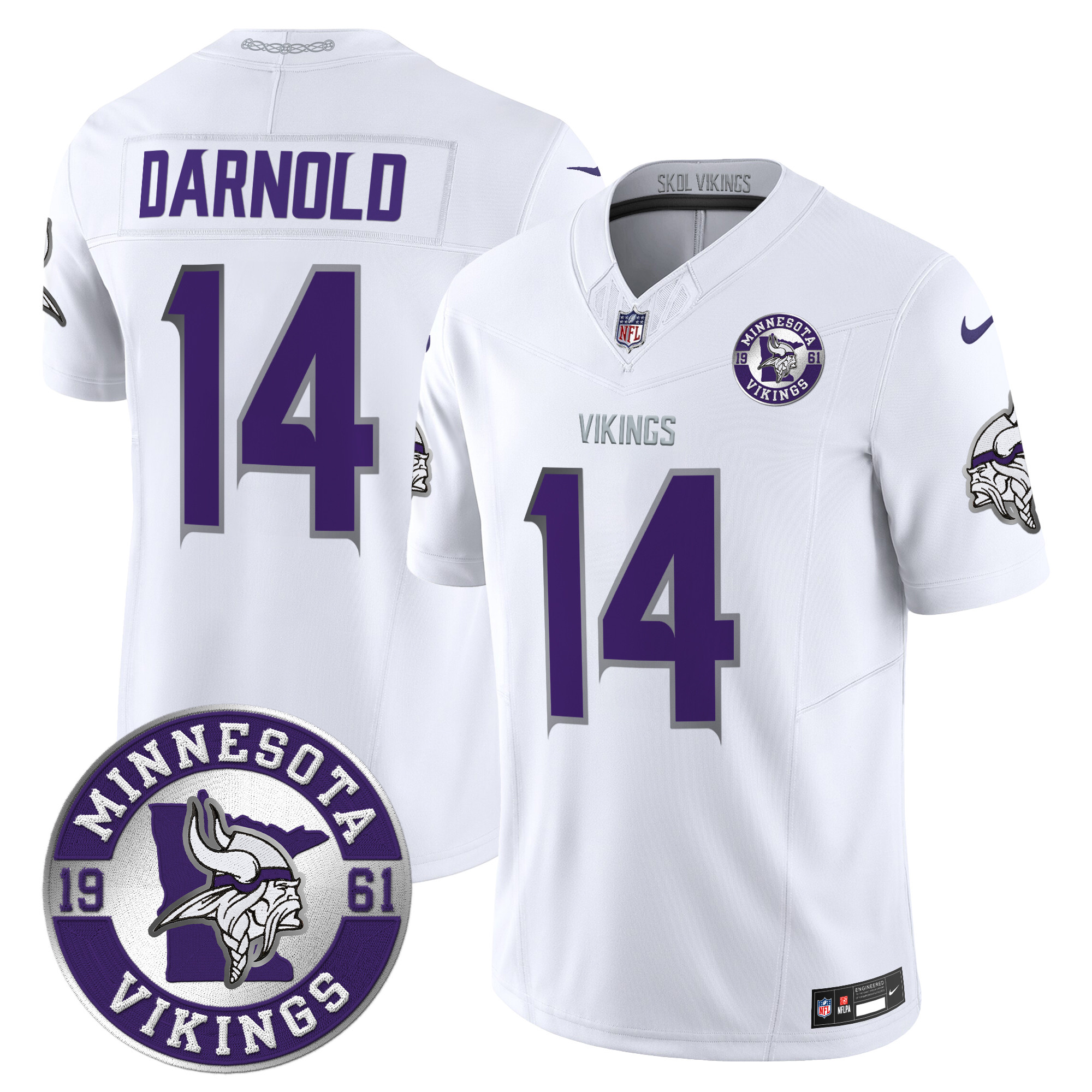 Men's Sam Darnold Minnesota Vikings 2024 Vapor Limited White Limited Jersey - All Stitched