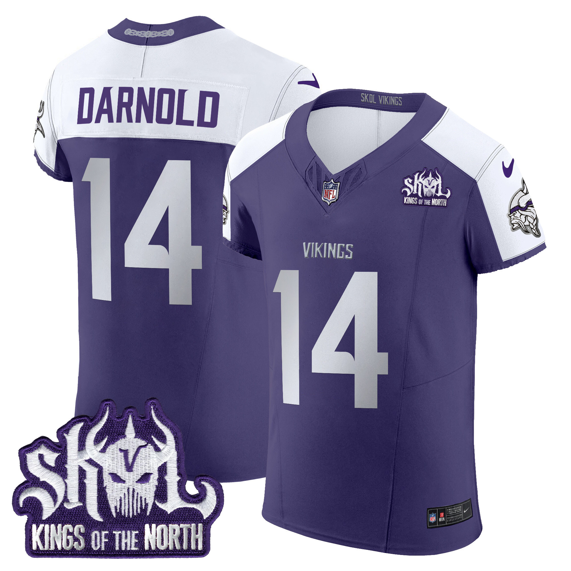 Men's Sam Darnold Minnesota Vikings 2024 Winter Warrior Skol Patch Vapor Elite Purple Alternate Jersey - All Stitched