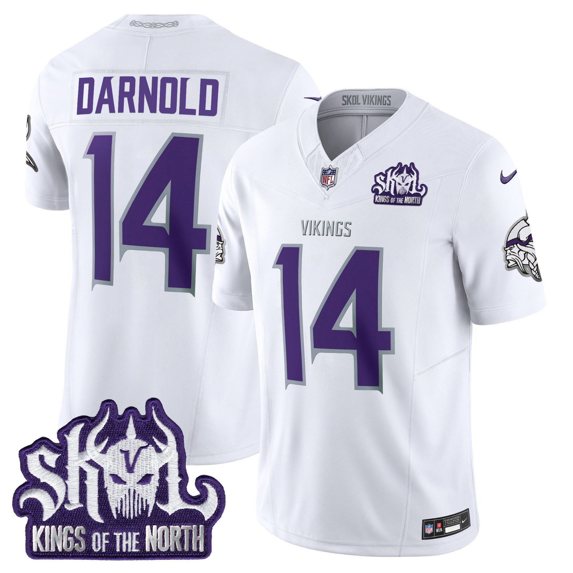 Men's Sam Darnold Minnesota Vikings 2024 Winter Warrior Skol Patch Vapor Limited White Limited Jersey - All Stitched
