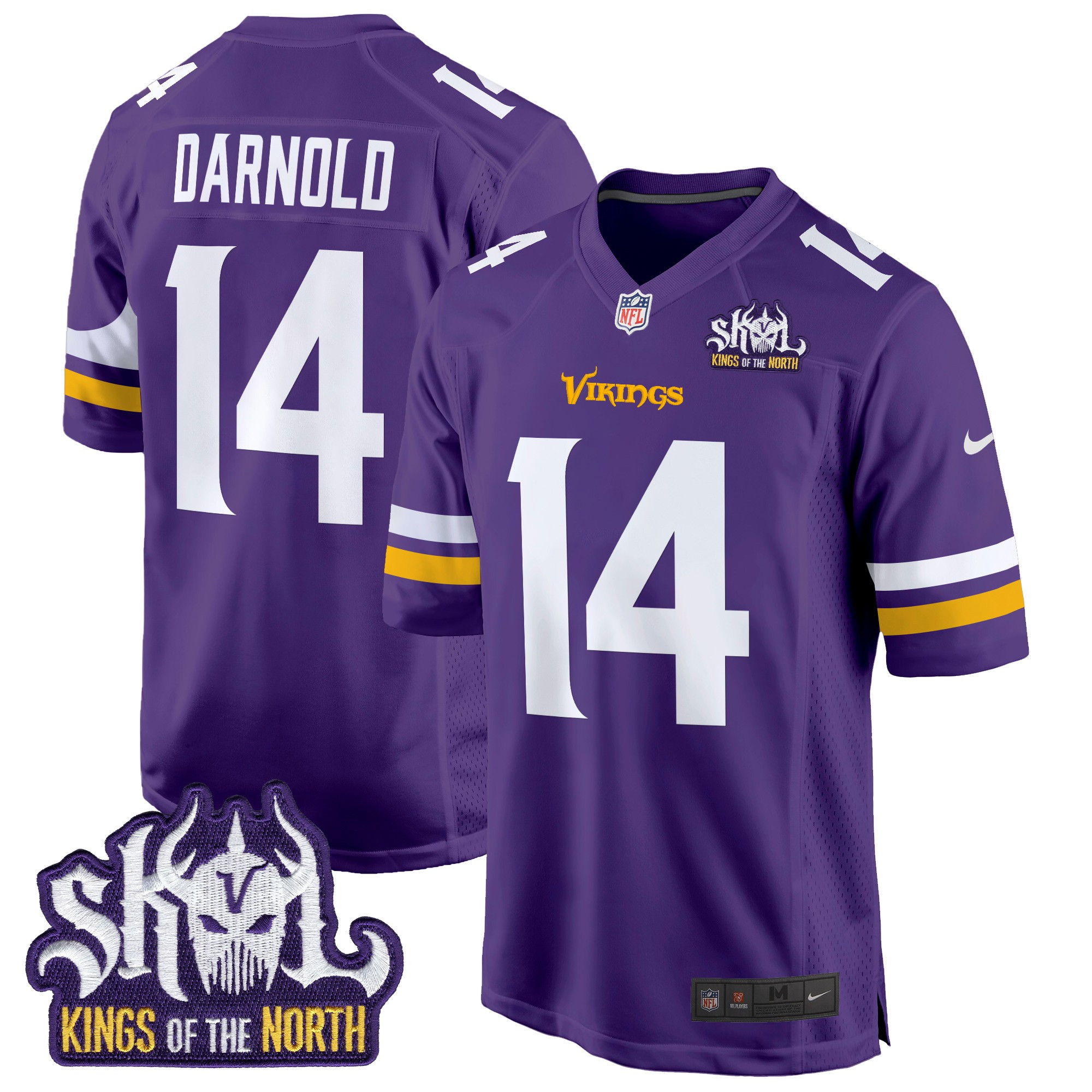 Men's Sam Darnold Minnesota Vikings King Of The North Patch Game Purple Jersey - All Stitched