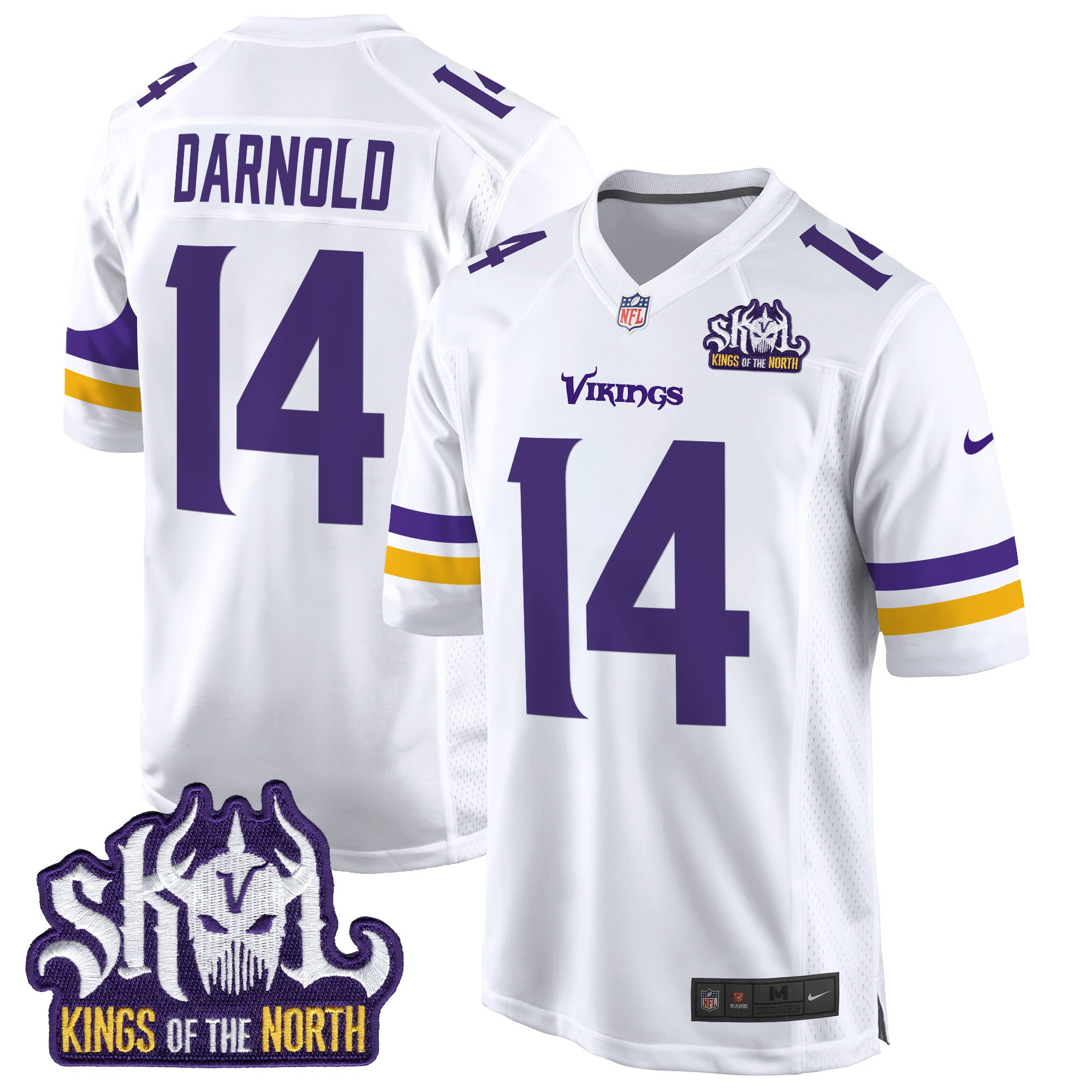 Men's Sam Darnold Minnesota Vikings King Of The North Patch Game White Jersey - All Stitched