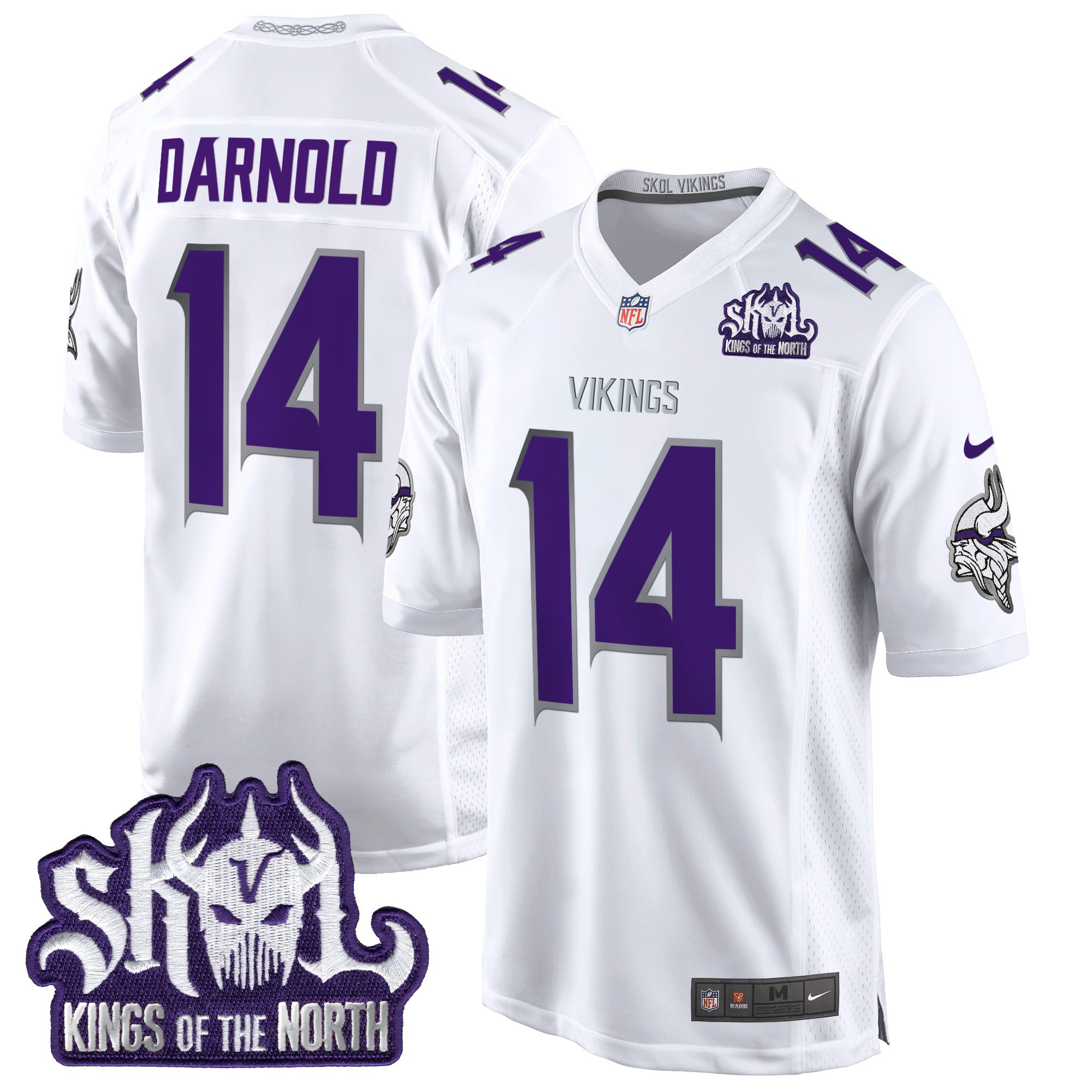 Men's Sam Darnold Minnesota Vikings King Of The North Patch Throwback Game Winter Warrior Jersey - All Stitched