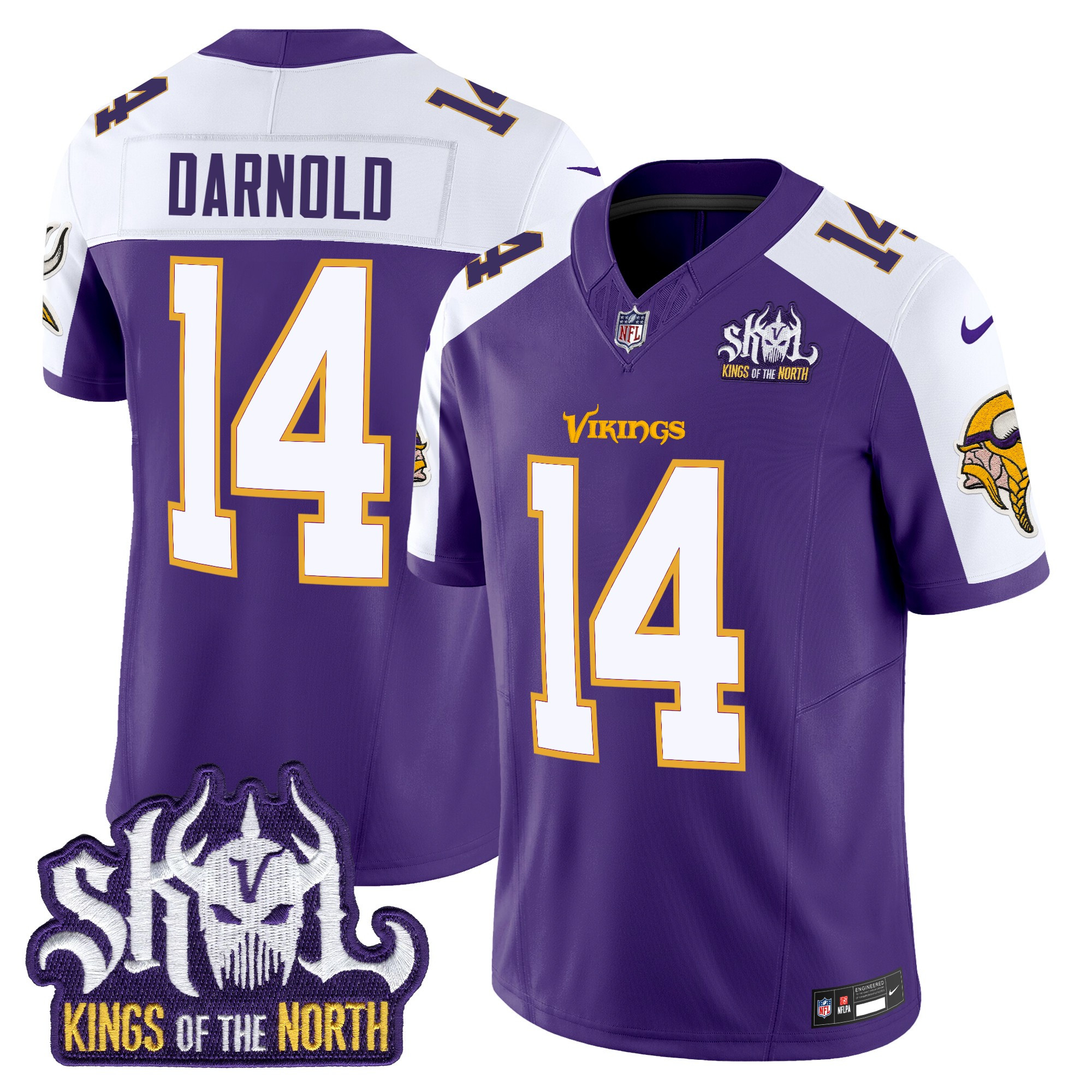 Men's Sam Darnold Minnesota Vikings King Of The North Patch Throwback Vapor Limited Purple Alternate Jersey - All Stitched