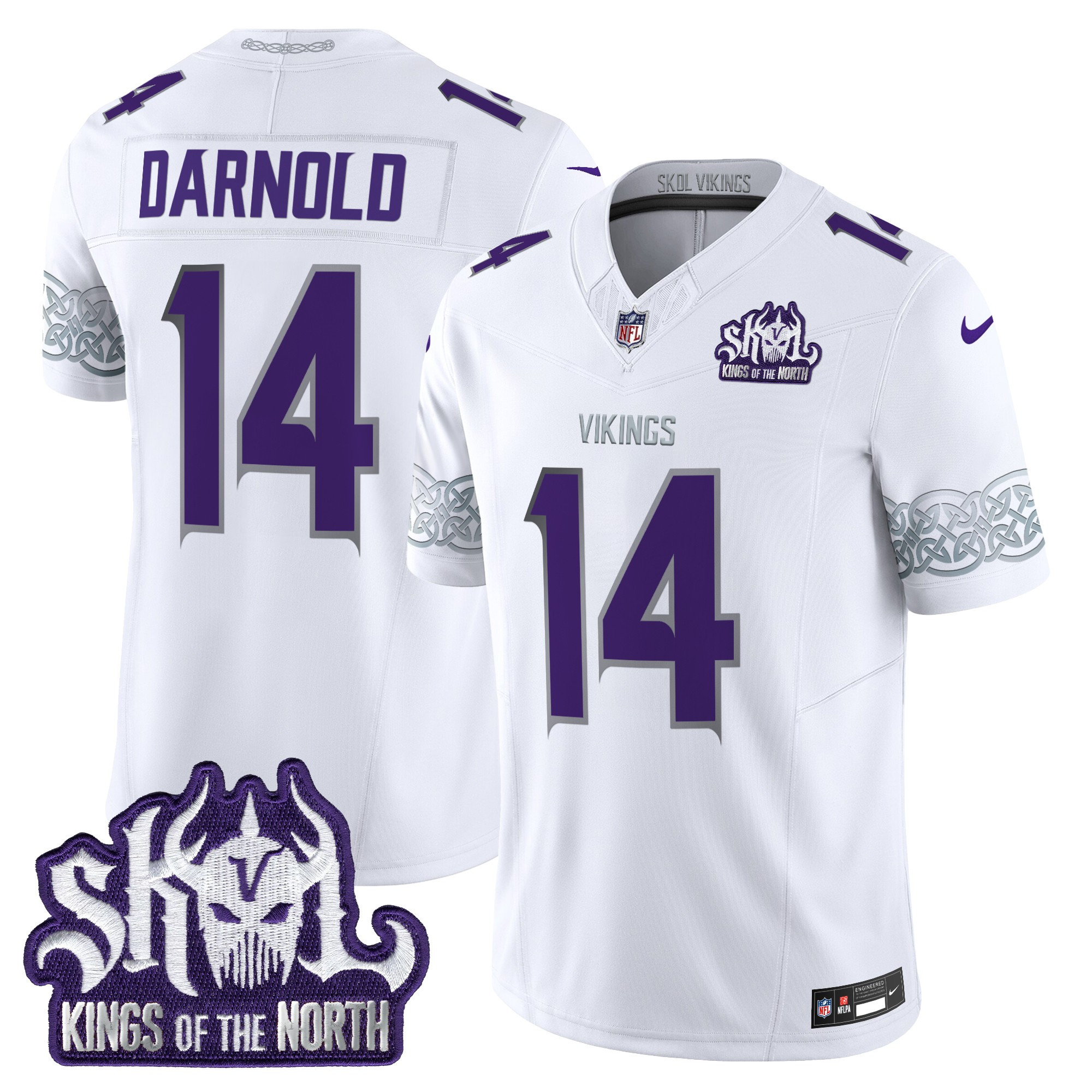 Men's Sam Darnold Minnesota Vikings King Of The North Patch Throwback Vapor Limited Winter Warrior Jersey - All Stitched