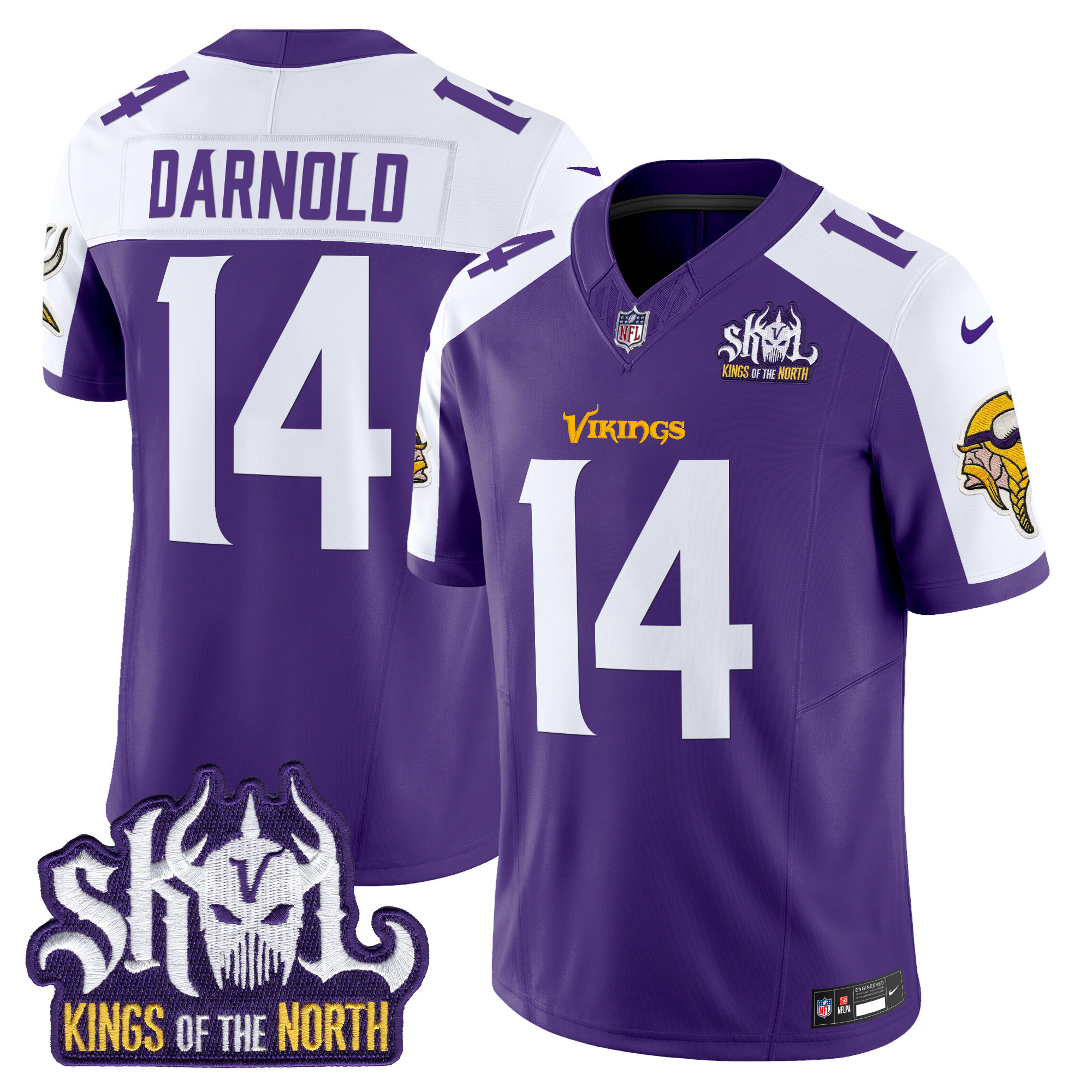 Men's Sam Darnold Minnesota Vikings Kings Of The North Patch Vapor Limited Purple Alternate Jersey - All Stitched