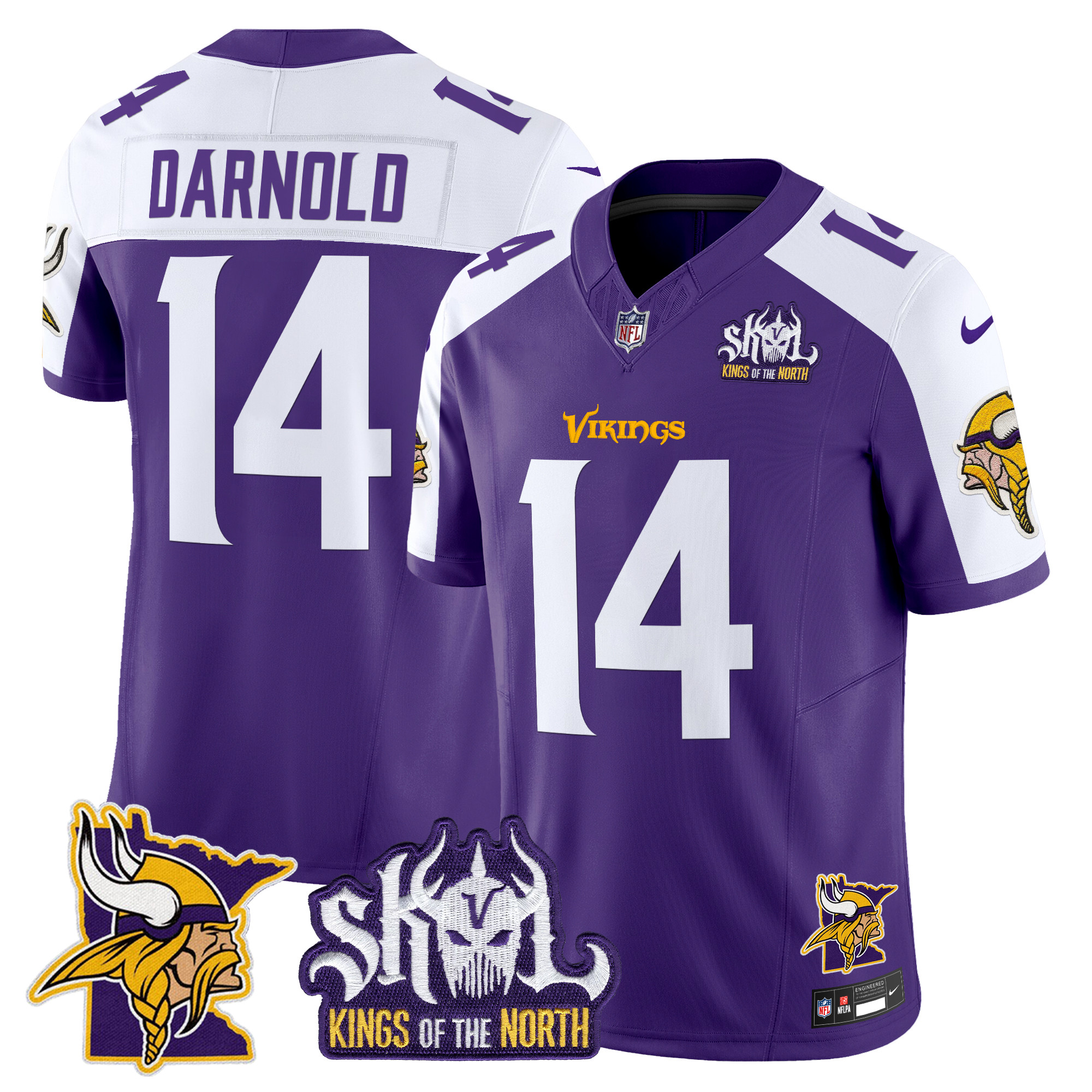 Men's Sam Darnold Minnesota Vikings Kings Of The North Patch Vapor Limited Purple Alternate Jersey - All Stitched