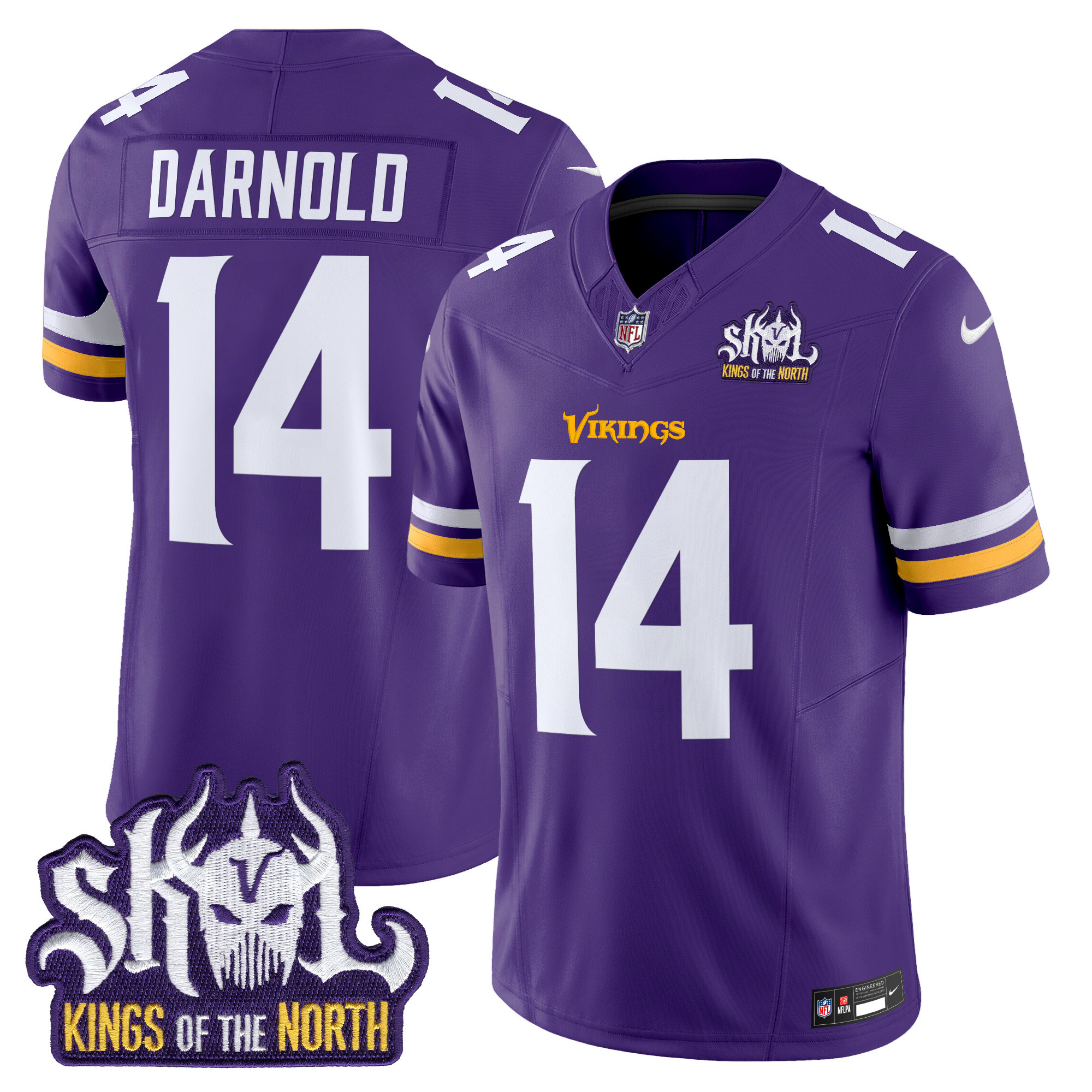 Men's Sam Darnold Minnesota Vikings Kings Of The North Patch Vapor Limited Purple Jersey - All Stitched