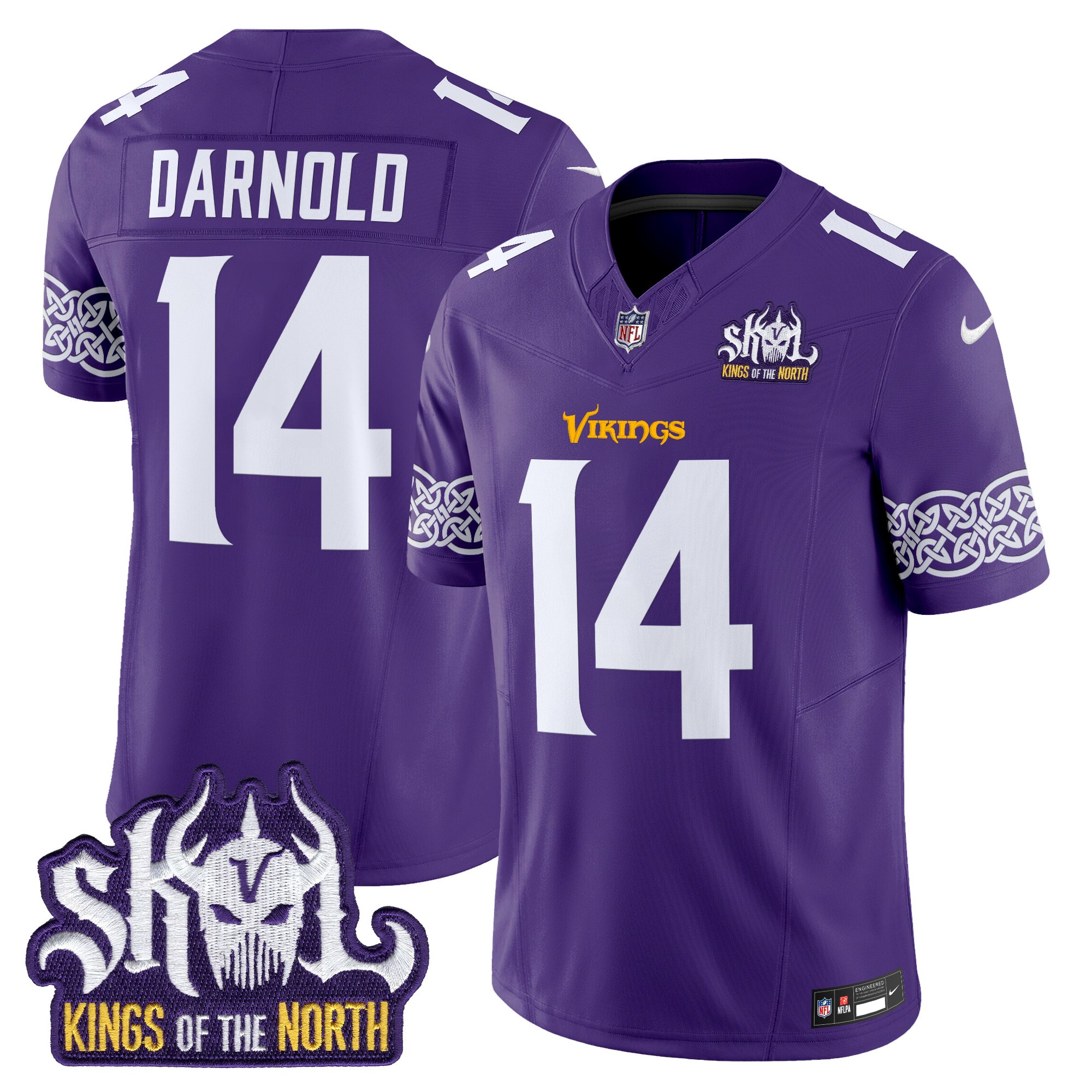 Men's Sam Darnold Minnesota Vikings Kings Of The North Patch Vapor Limited Purple Jersey - All Stitched