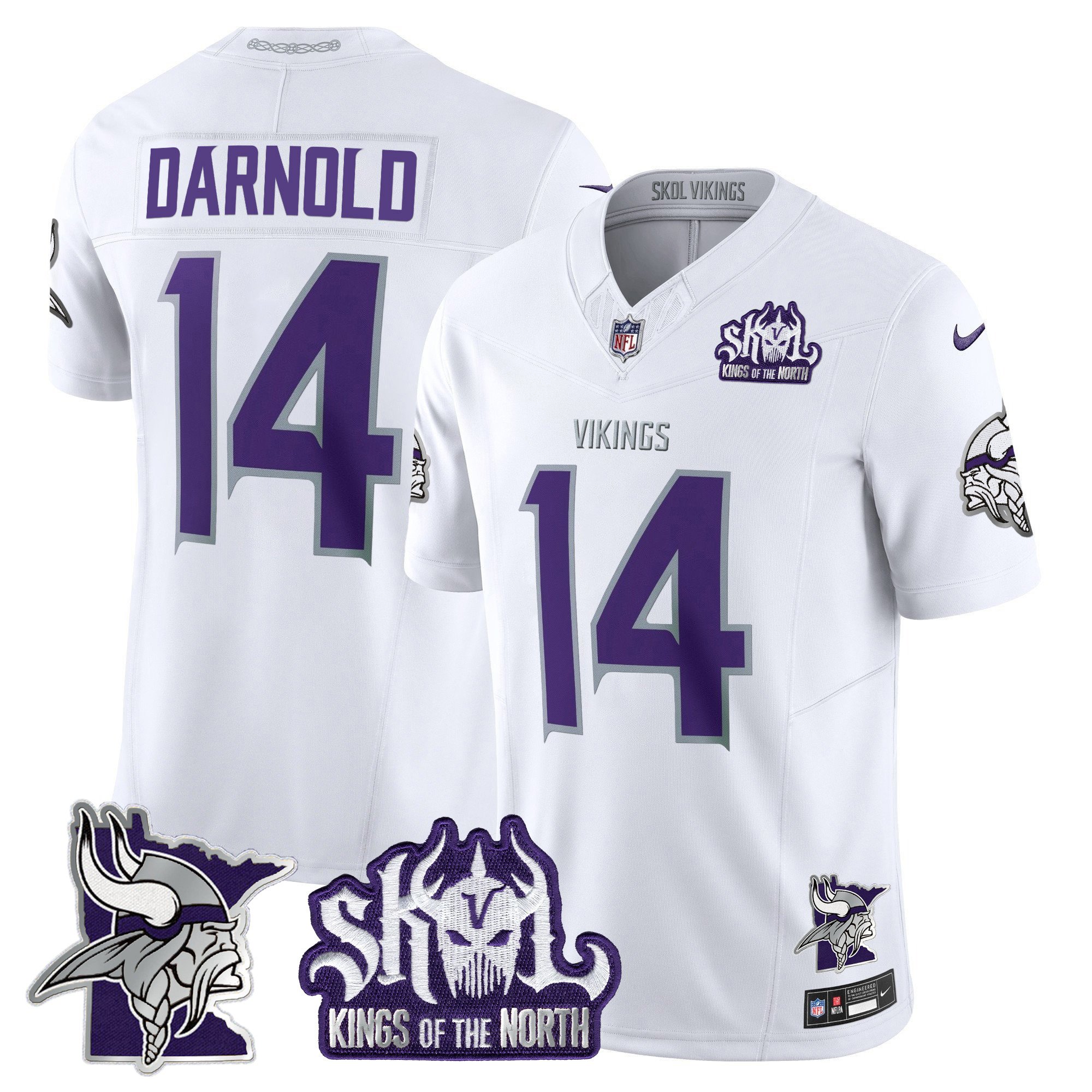 Men's Sam Darnold Minnesota Vikings Kings Of The North Patch Vapor Limited Winter Warrior Jersey - All Stitched