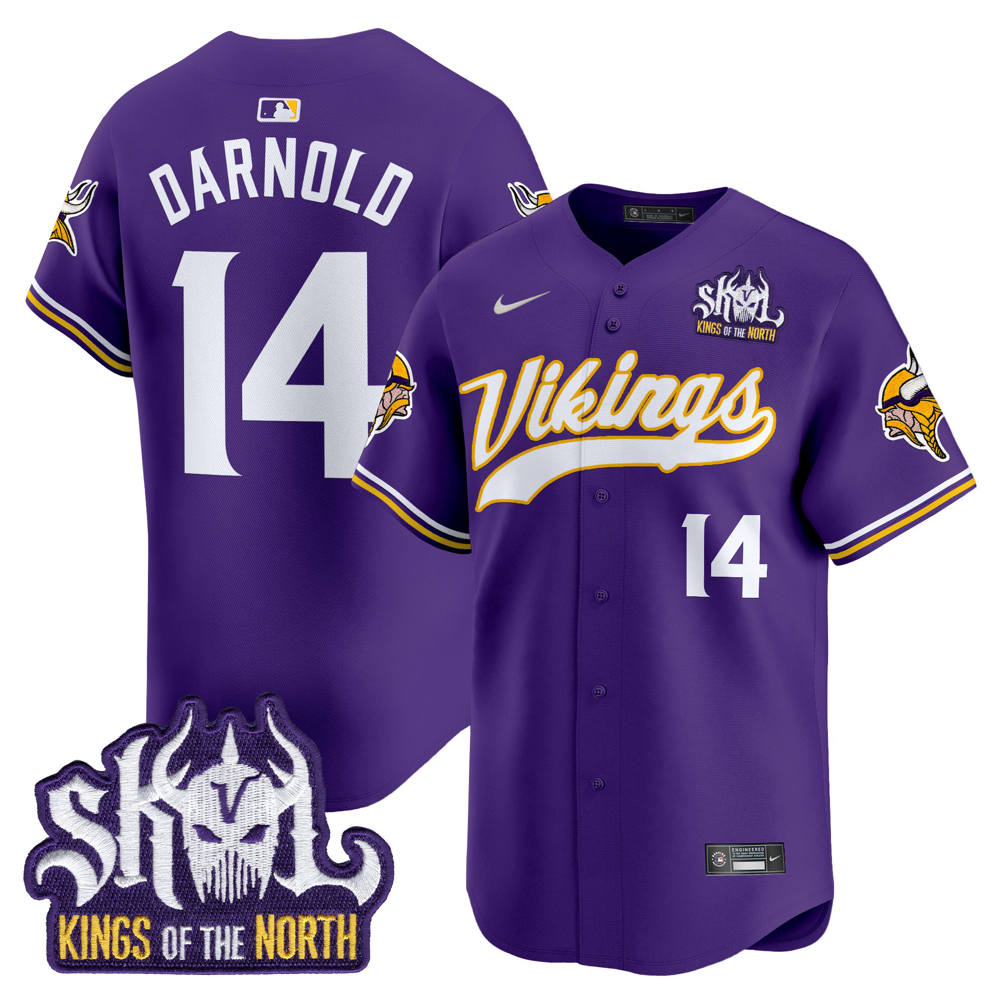 Men's Sam Darnold Minnesota Vikings Kings Of The North Patch Vapor Premier Limited Purple Jersey - All Stitched