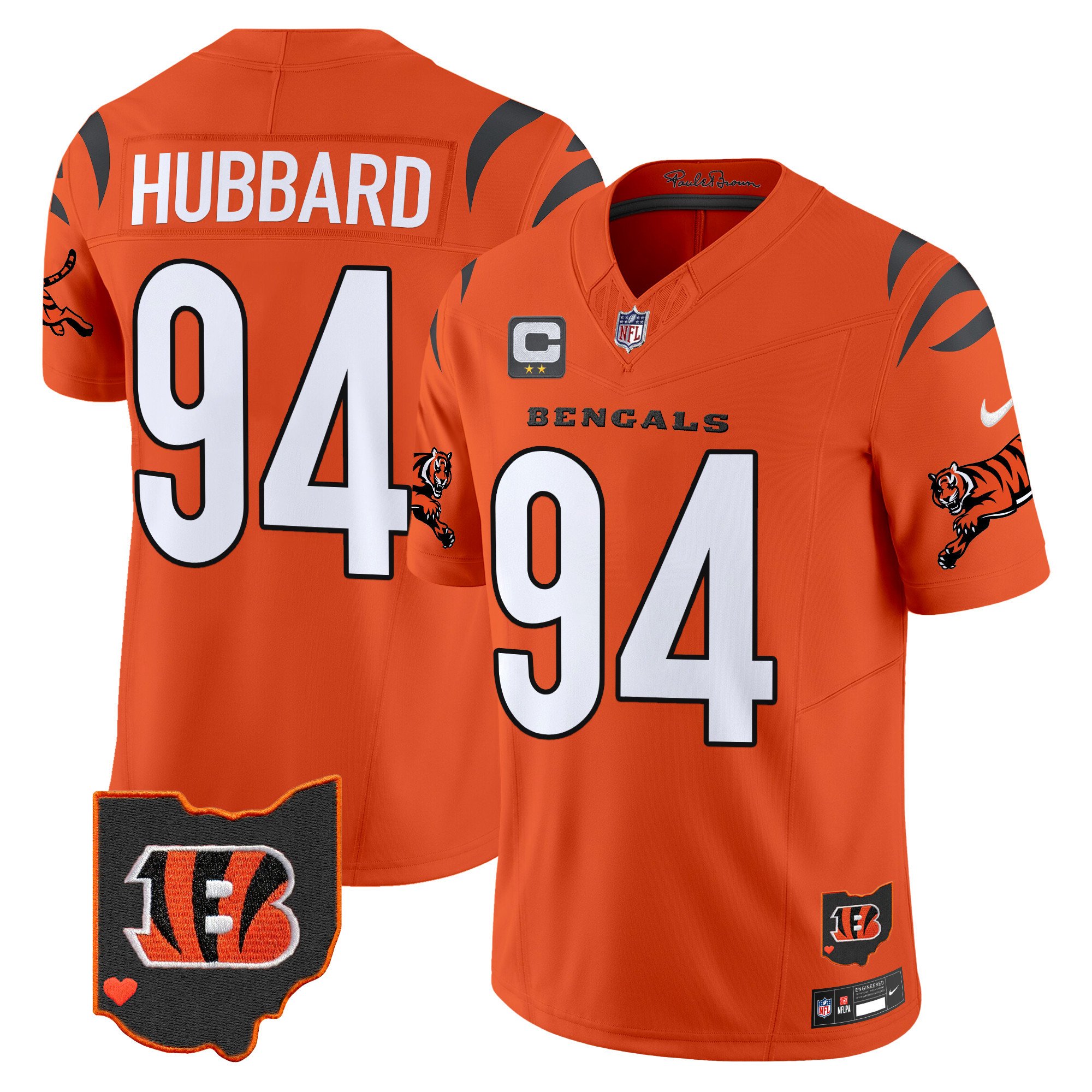 Men's Sam Hubbard Cincinnati Bengals 2024 Vapor Limited Orange Jersey - All Stitched