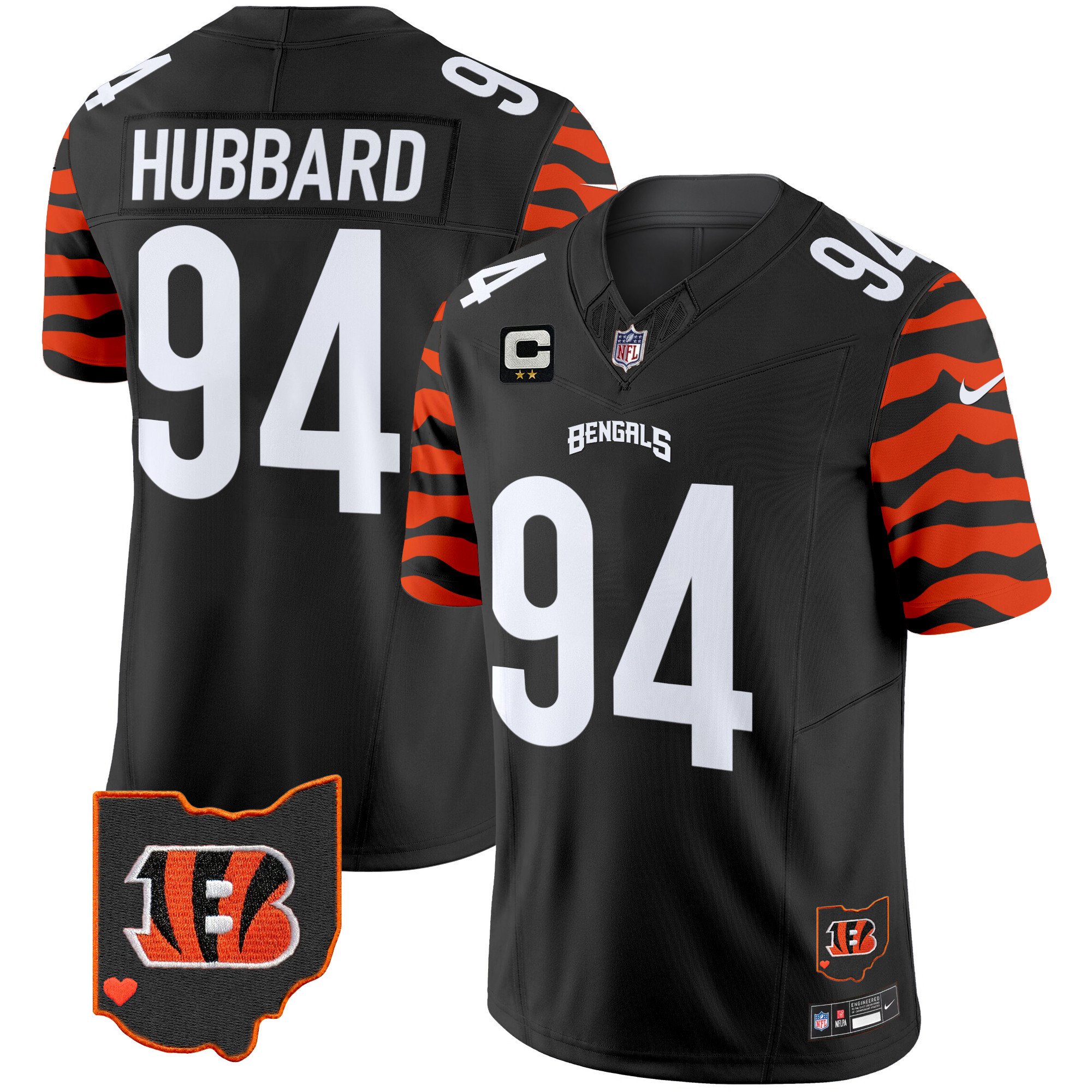 Men's Sam Hubbard Cincinnati Bengals Stripes Vapor Limited Black Jersey - All Stitched