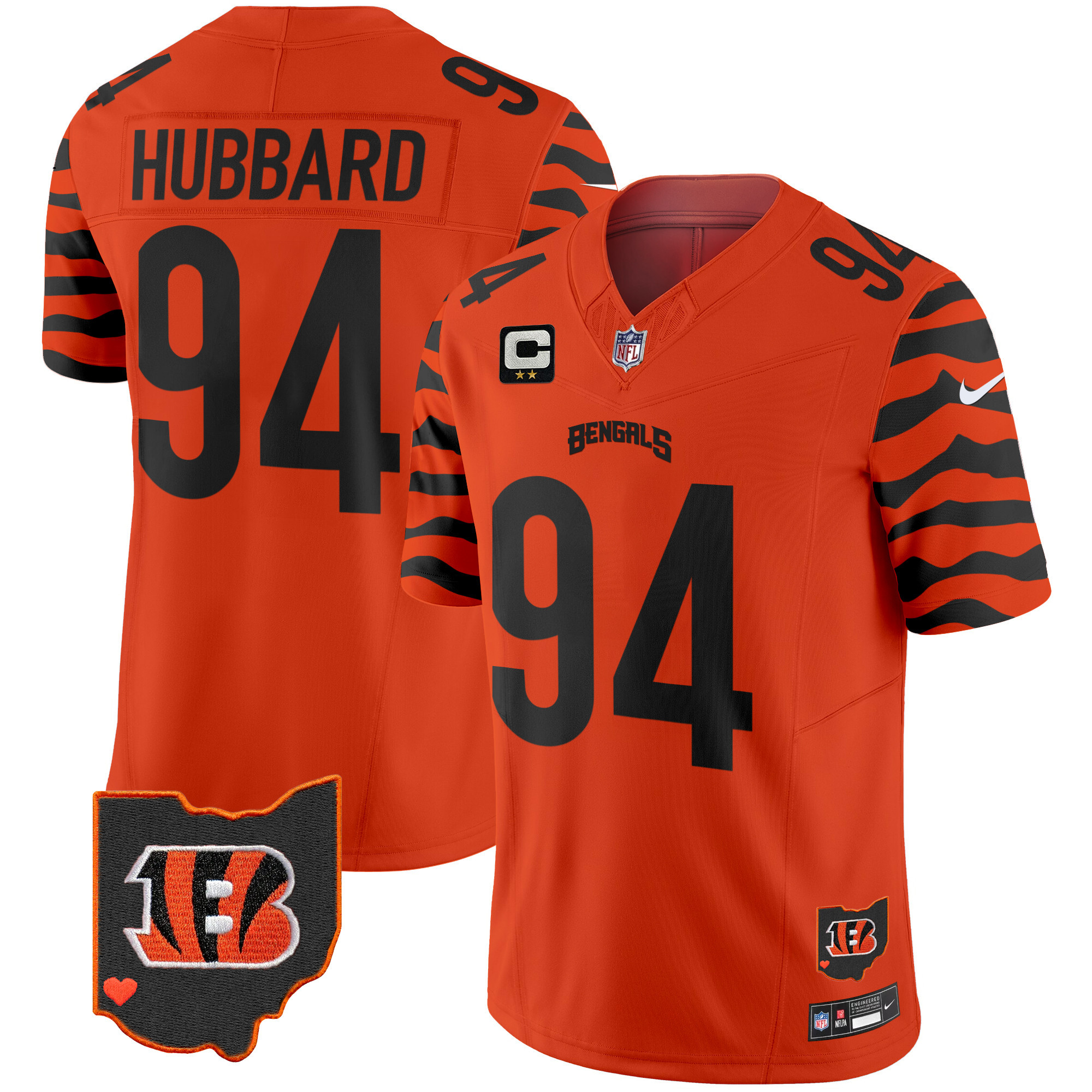Men's Sam Hubbard Cincinnati Bengals Stripes Vapor Limited Orange Jersey - All Stitched