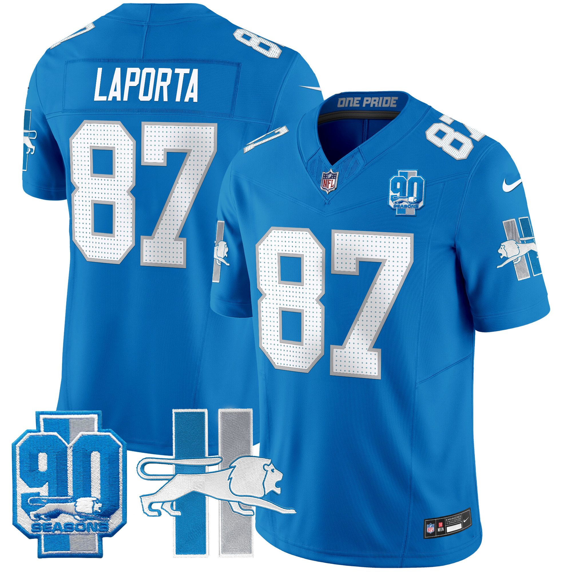 Men's Sam Laporta Detroit Lions 1946 Throwback Vapor Limited Blue Jersey - All Stitched