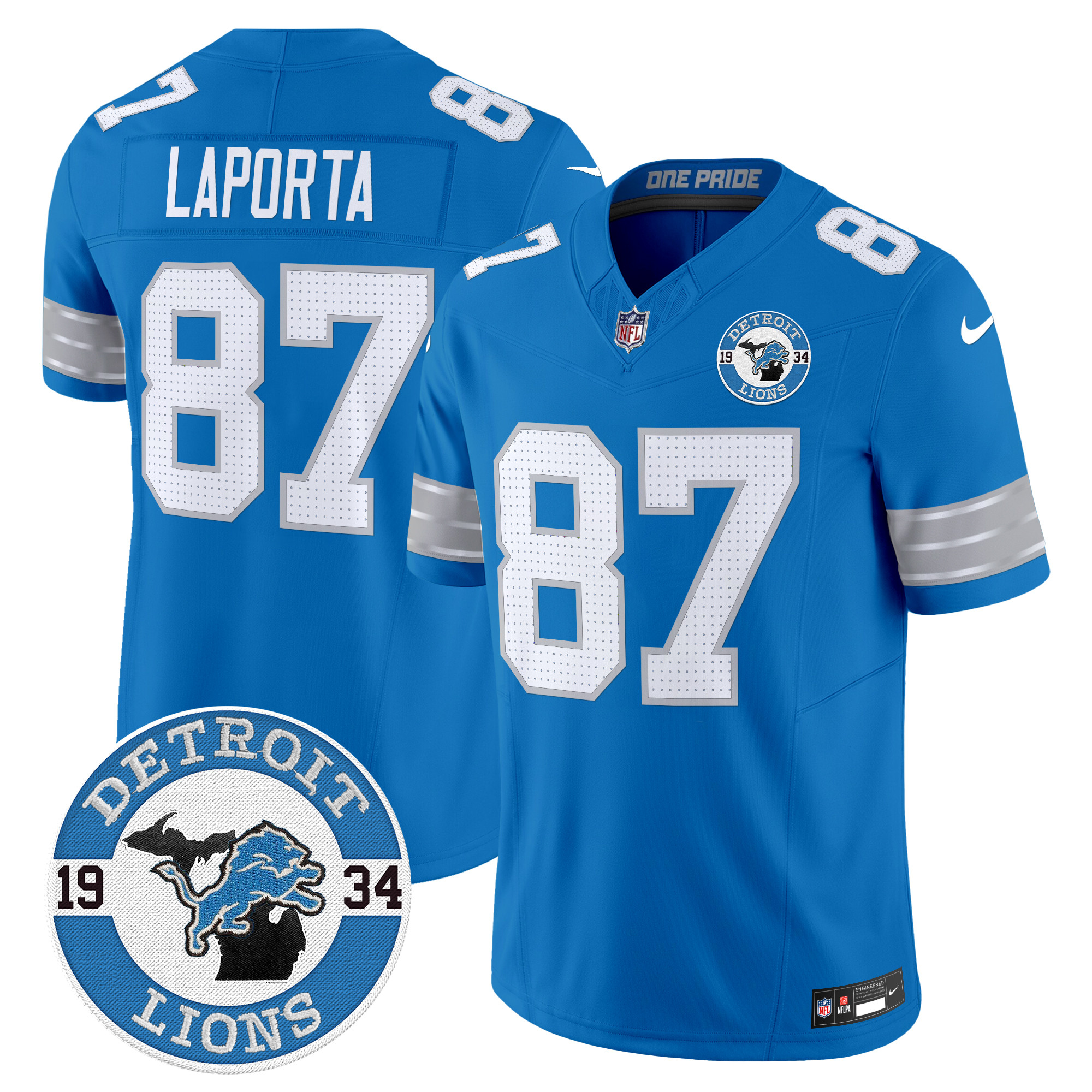 Men's Sam Laporta Detroit Lions 2024 Vapor Limited Blue Jersey - All Stitched