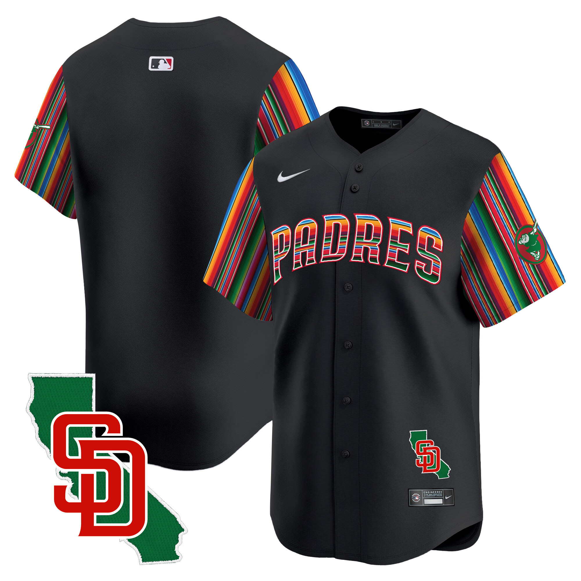 Men's San Diego Padres Mexico California Patch Vapor Premier Limited Black Jersey V6 ñ All Stitched