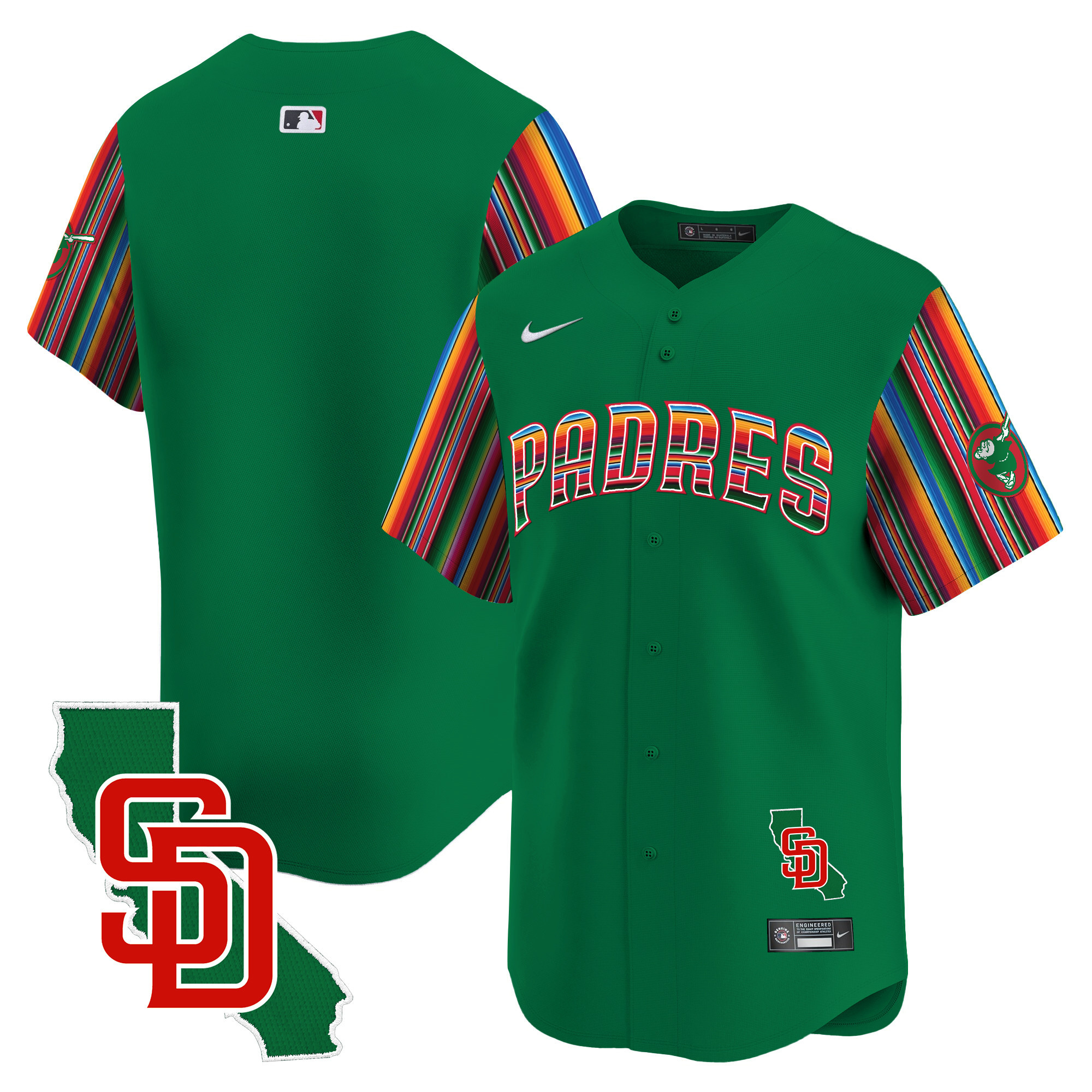 Men's San Diego Padres Mexico California Patch Vapor Premier Limited Green Jersey V6 ñ All Stitched