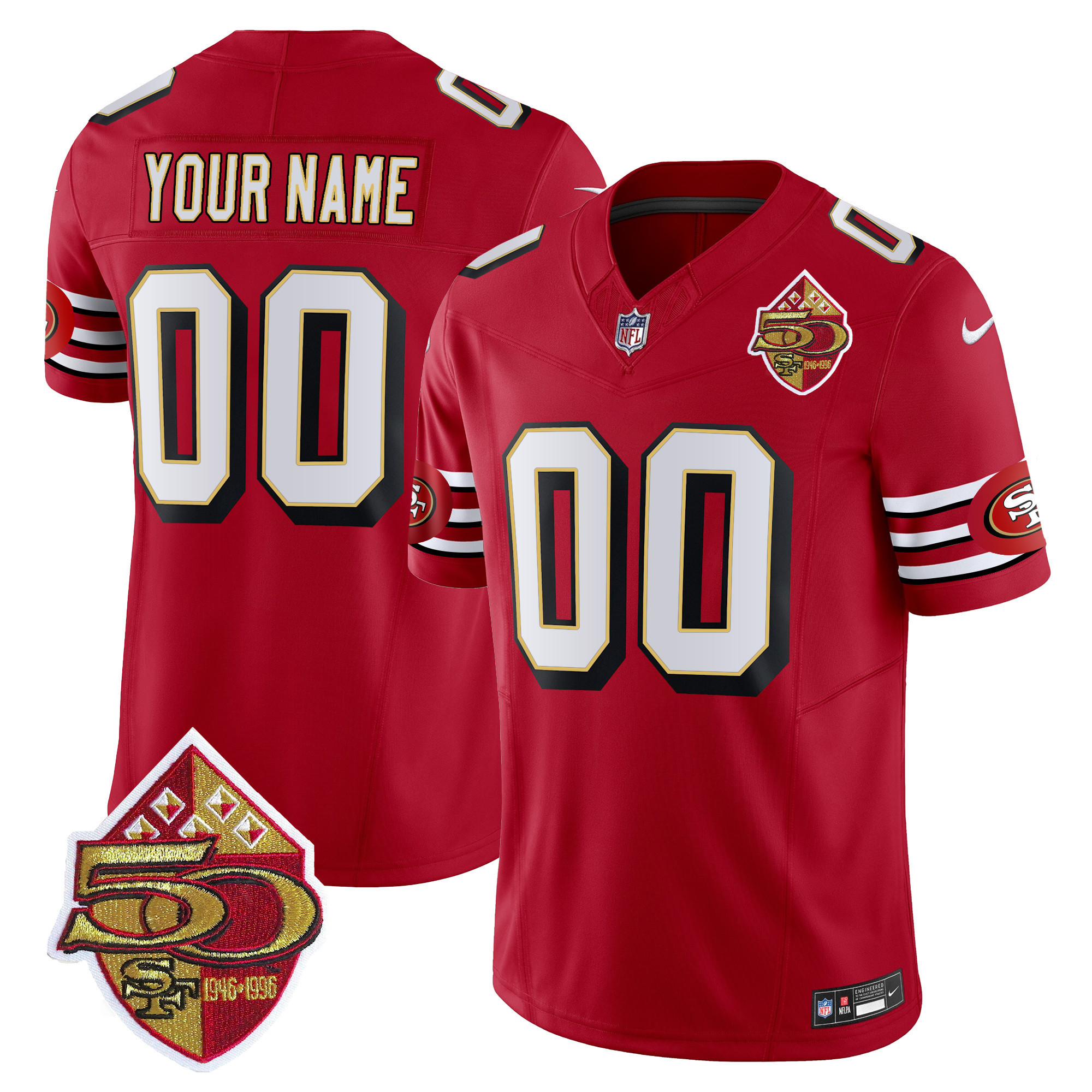 Men's San Francisco 49ers 1996 Throwback Vapor Limited Custom Red Jersey - All Stitched