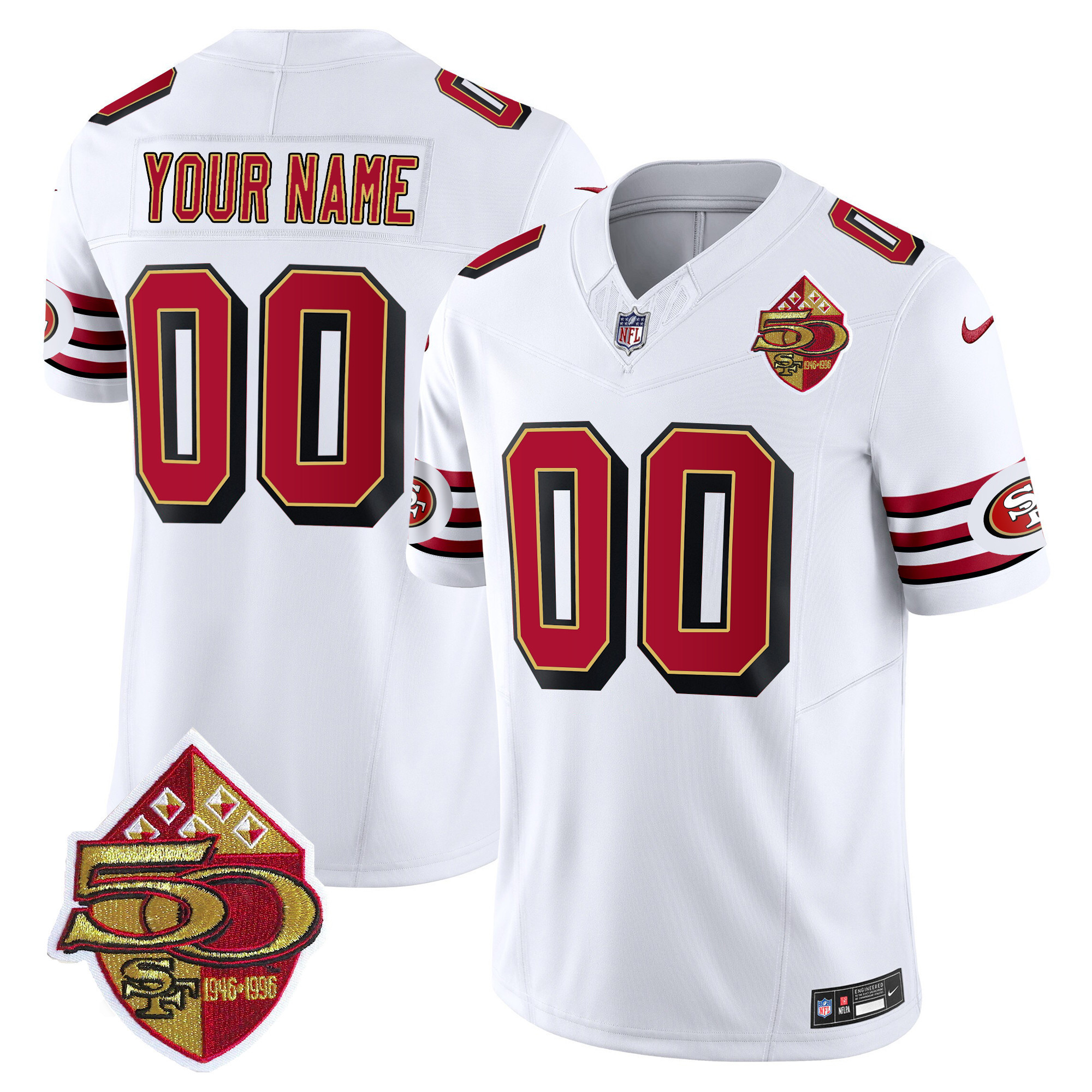 Men's San Francisco 49ers 1996 Throwback Vapor Limited Custom White Jersey - All Stitched