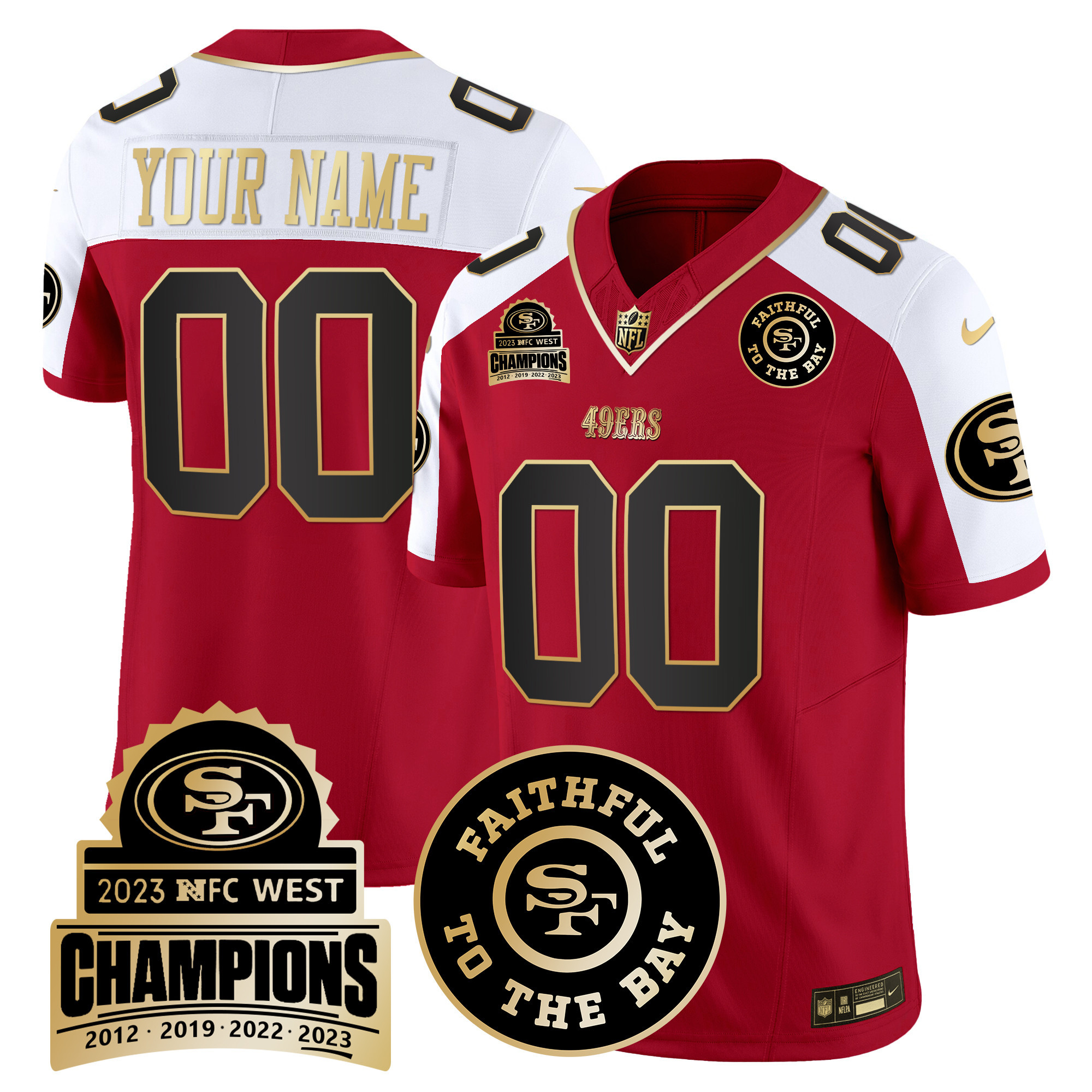 Men's San Francisco 49ers 2023 NFC West Champions Patch Vapor Custom Alternate Jersey V3 - All Stitched