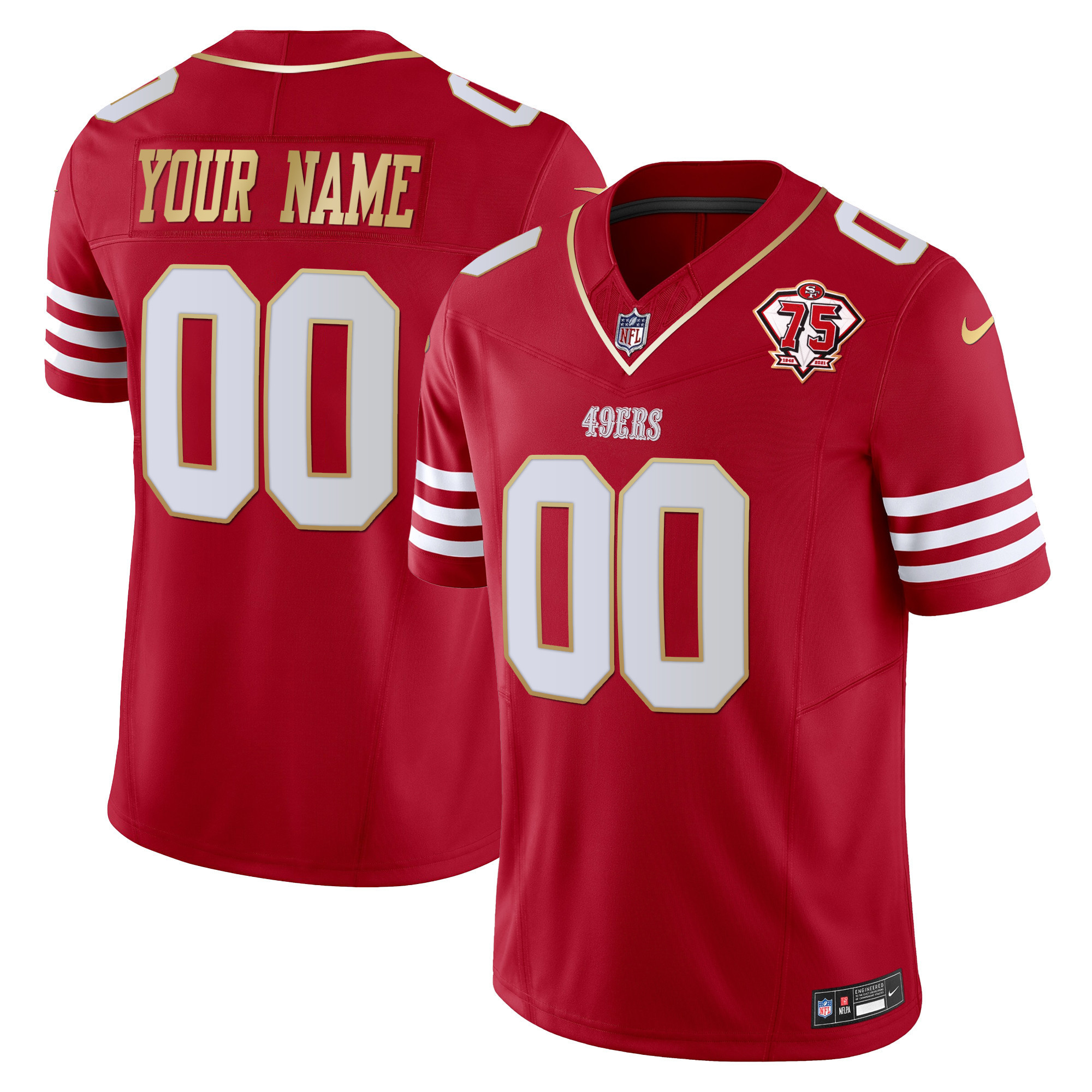 Men's San Francisco 49ers 2023 Vapor Gold Trim Limited Custom Scarlet Gold Jersey - All Stitched