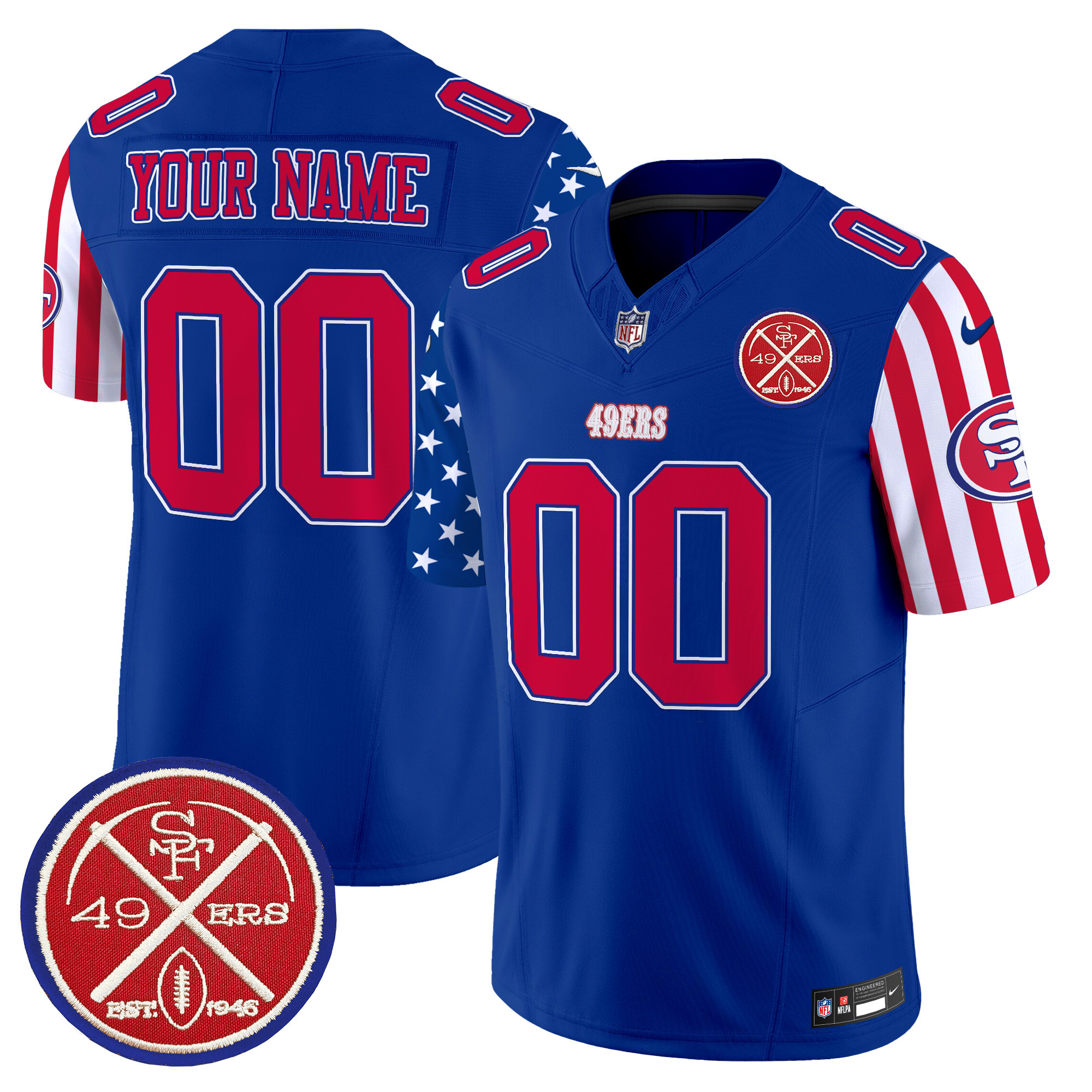 Men's San Francisco 49ers American Style Vapor Limited Custom Royal Jersey - All Stitched