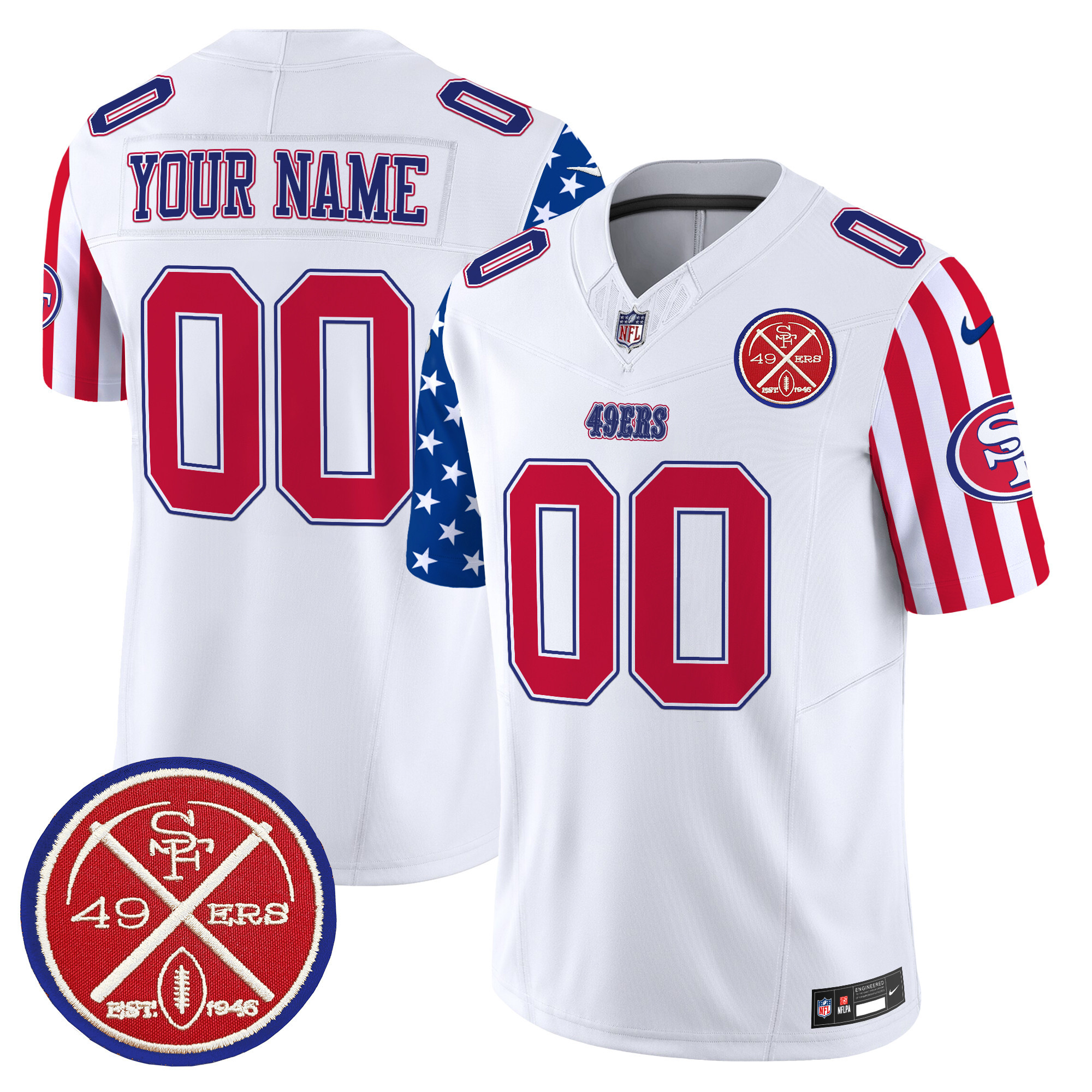 Men's San Francisco 49ers American Style Vapor Limited Custom White Jersey - All Stitched