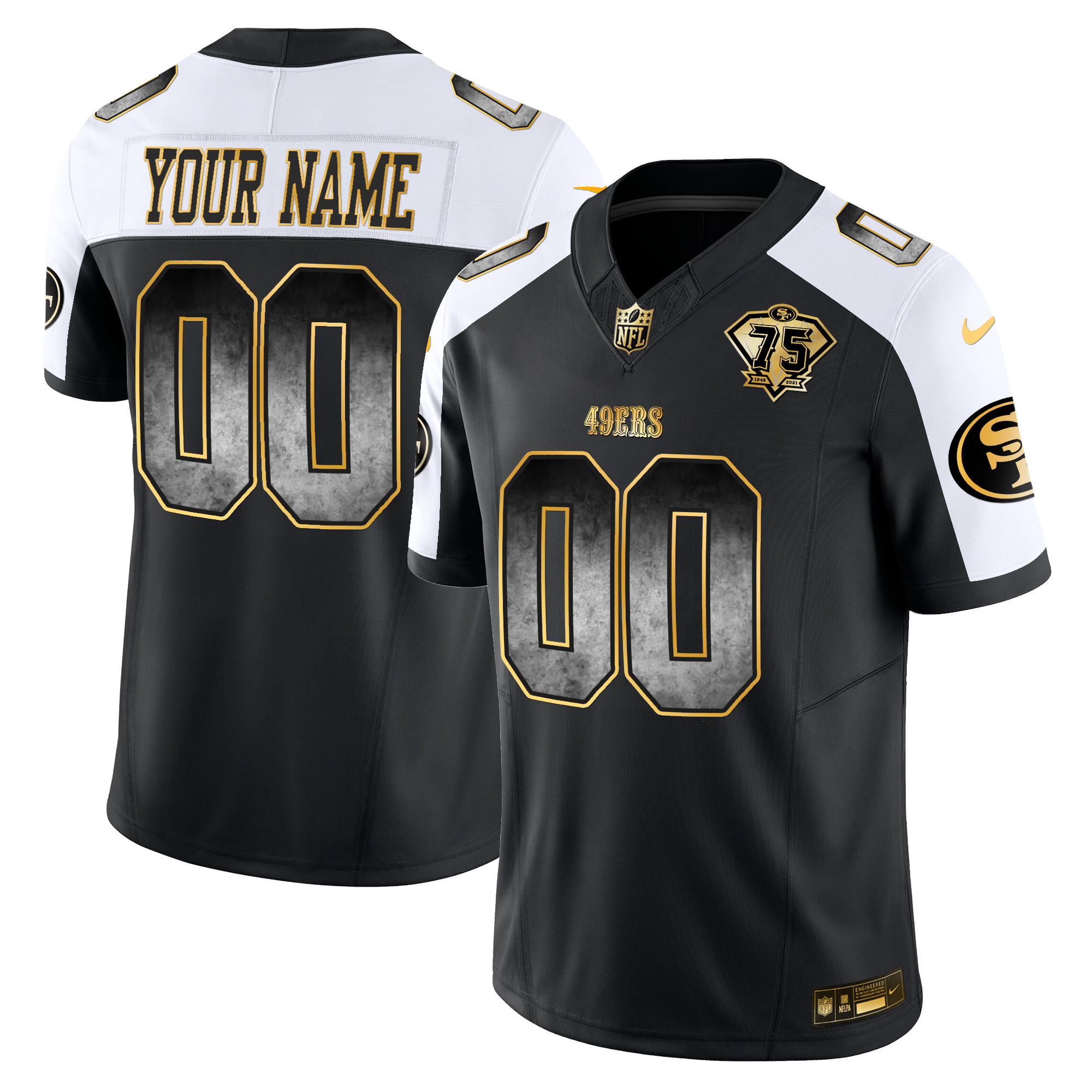 Men's San Francisco 49ers Arch Smoke Vapor Custom Alternate Jersey - All Stitched