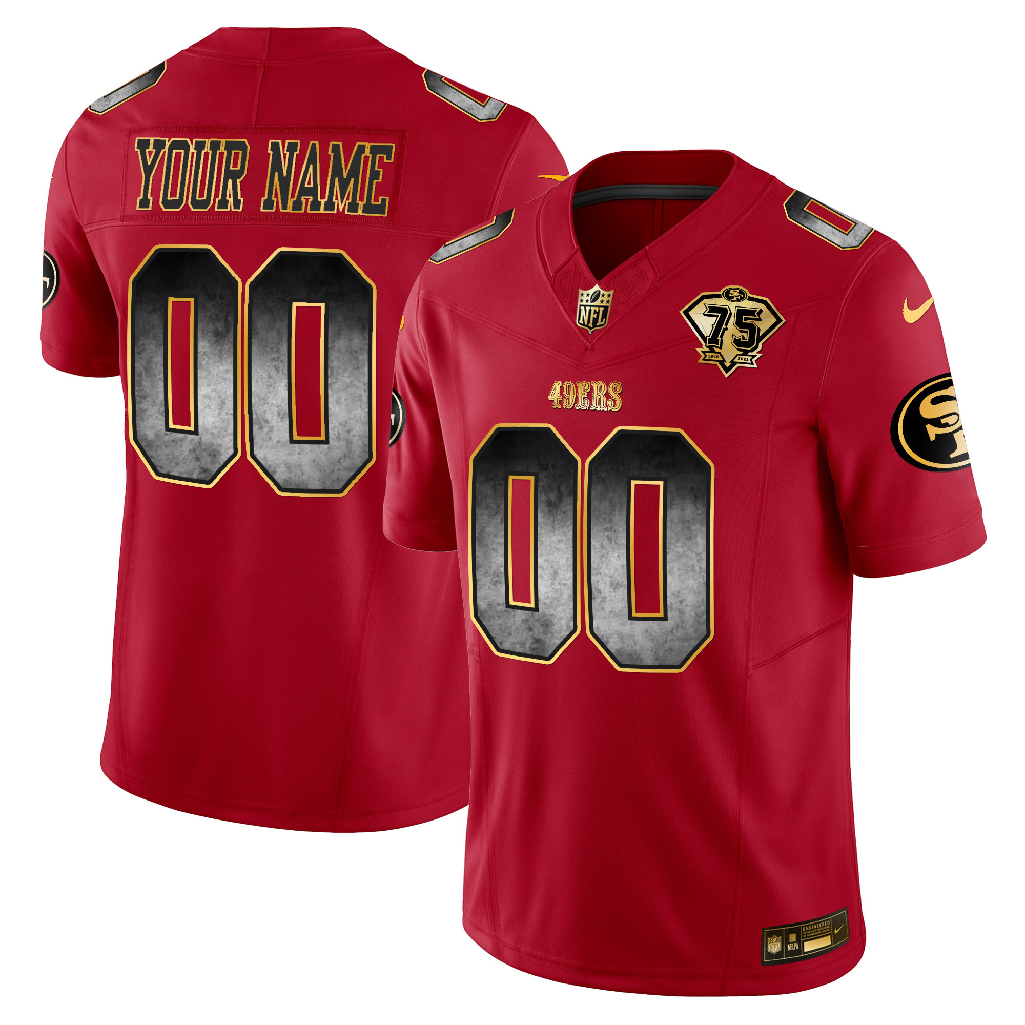 Men's San Francisco 49ers Arch Smoke Vapor Custom Scarlet Limited Jersey - All Stitched
