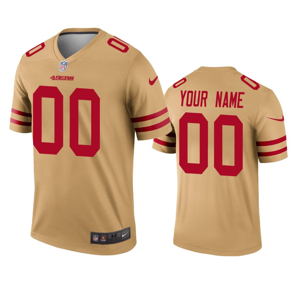 Men's San Francisco 49ers Custom Gold Inverted Legend Gold Jersey - All Stitched