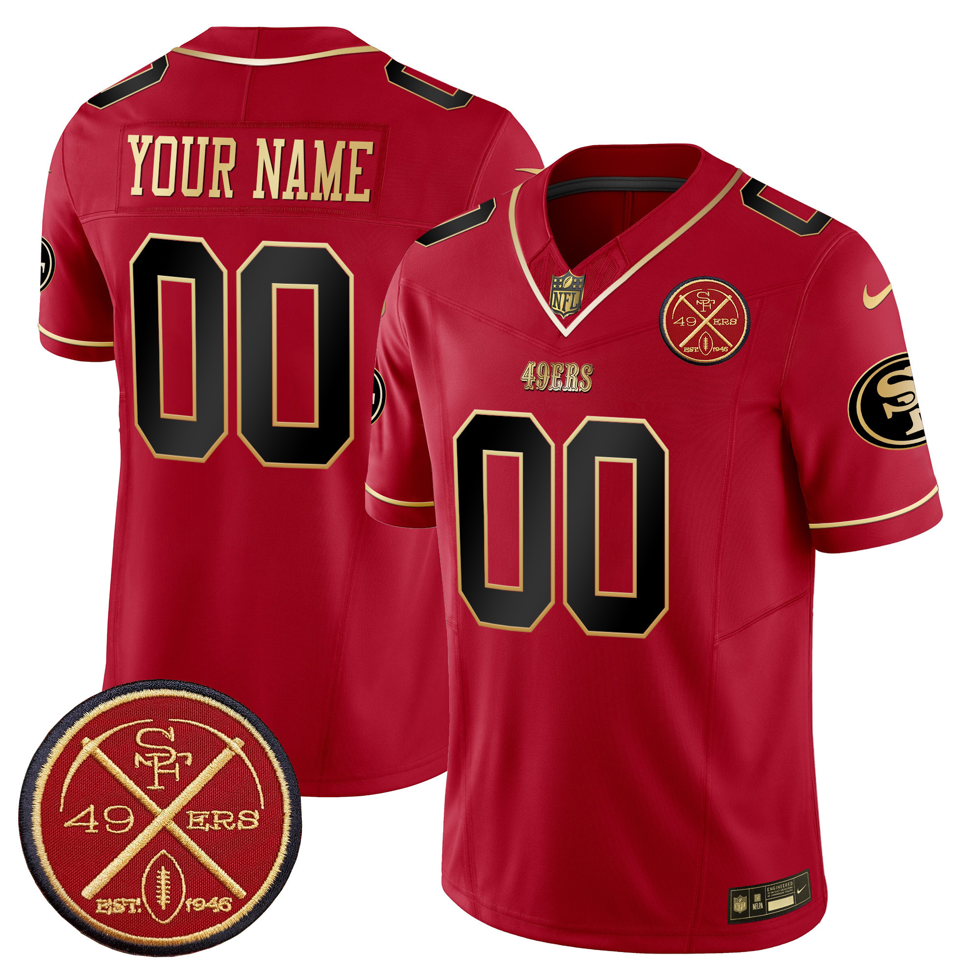 Men's San Francisco 49ers Est.1946 Patch Vapor Limited Custom Scarlet Limited Jersey - All Stitched