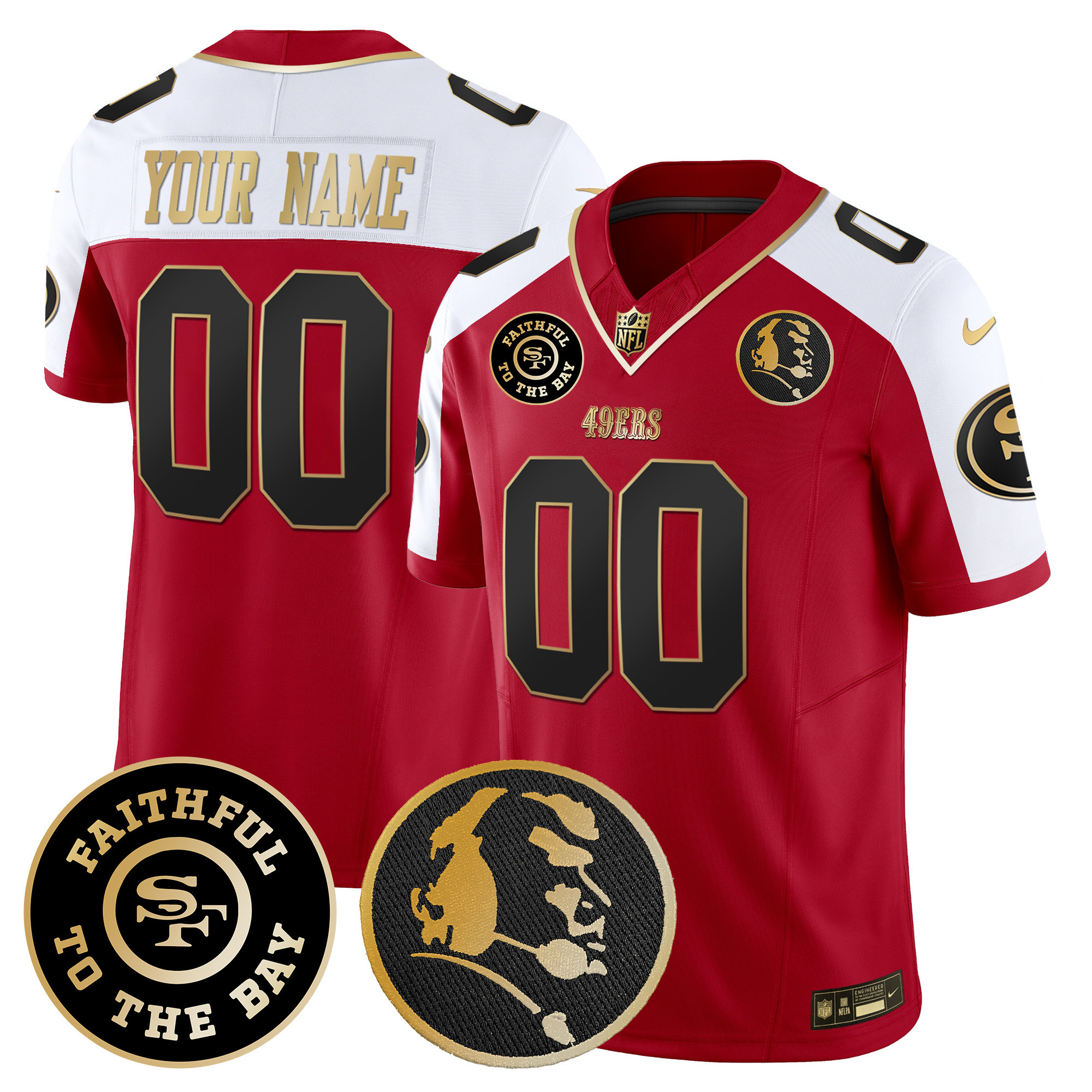 Men's San Francisco 49ers Faithful & John Madden Patch Vapor Custom Alternate Jersey - All Stitched
