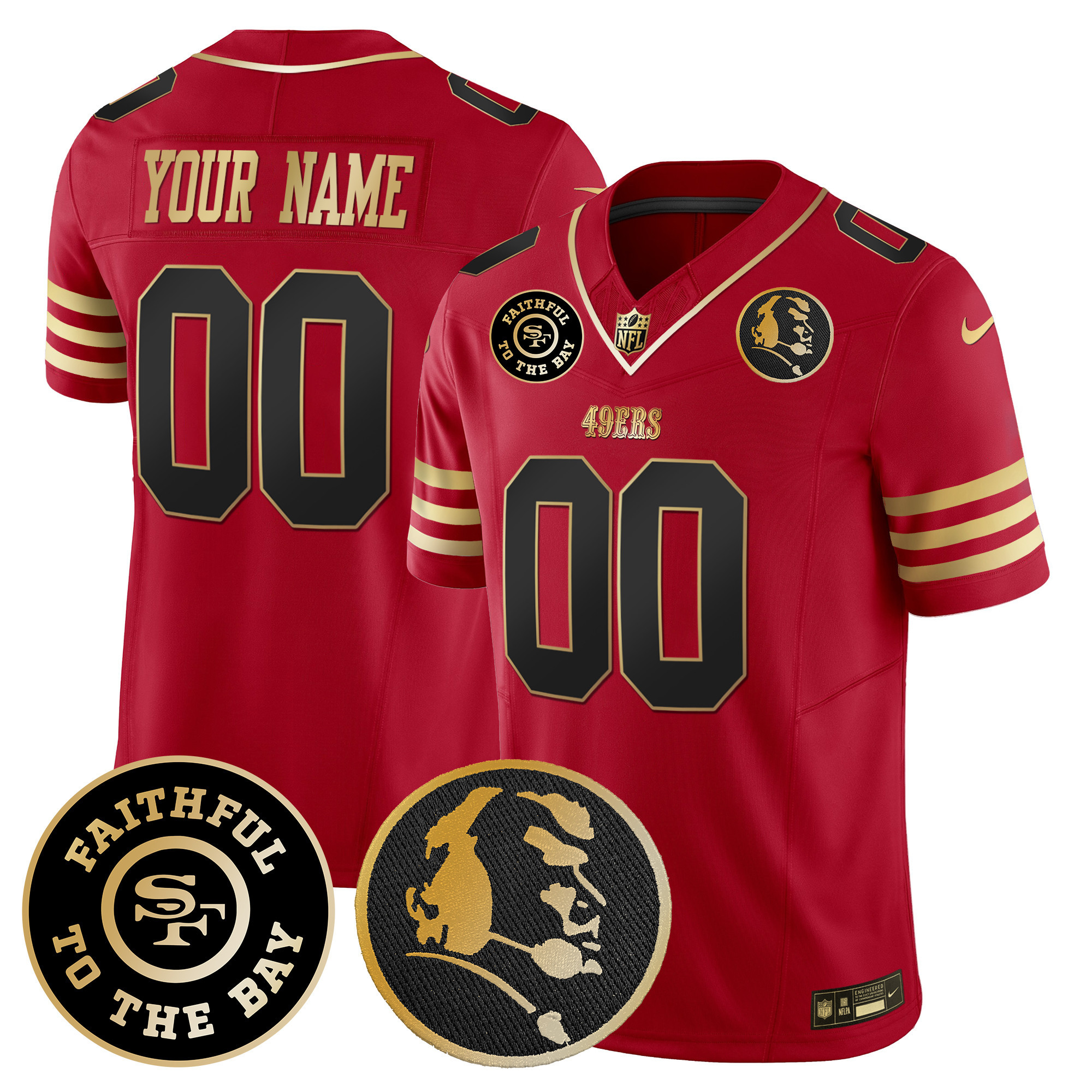 Men's San Francisco 49ers Faithful & John Madden Patch Vapor Custom Black Scarlet Jersey - All Stitched