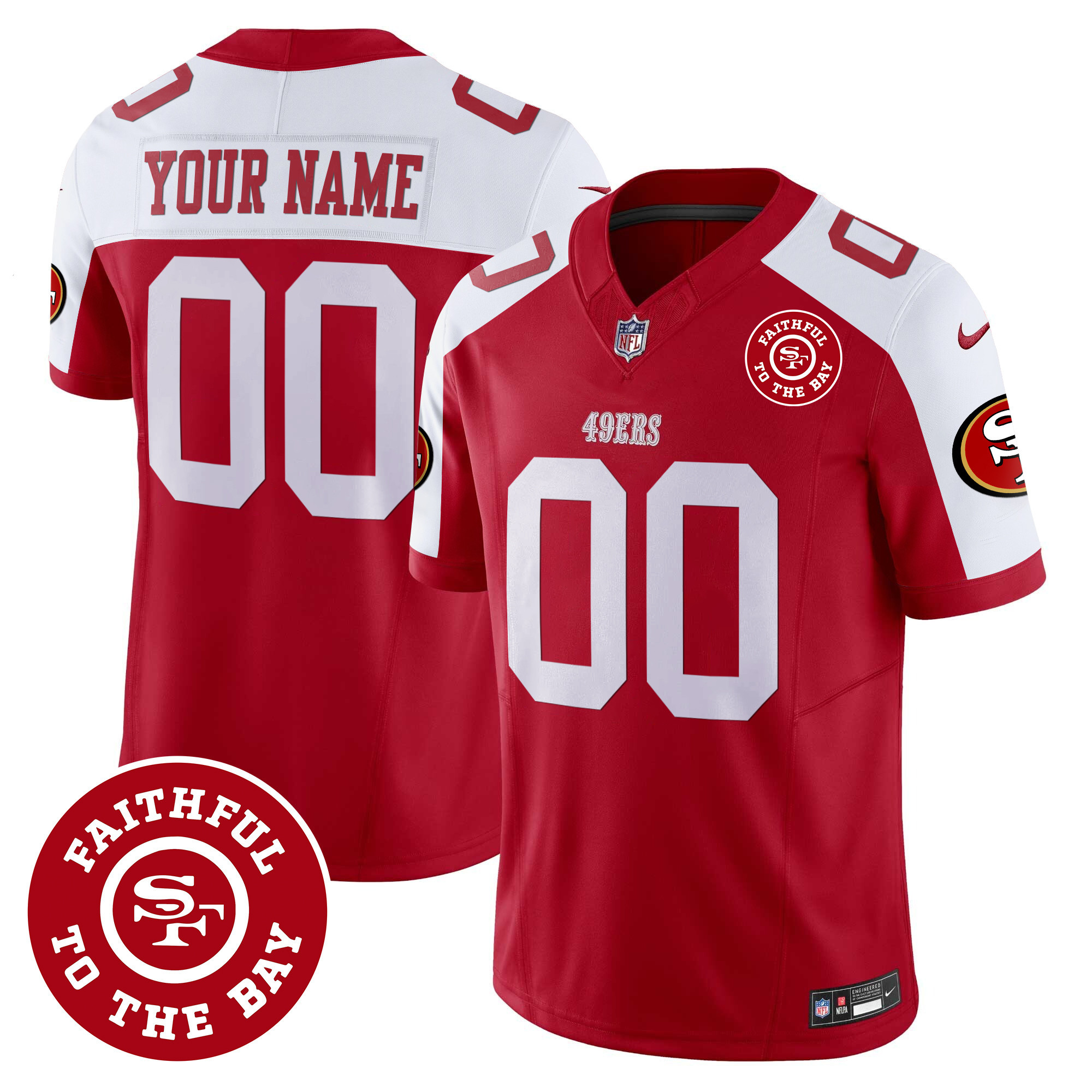 Men's San Francisco 49ers Faithful To The Bay Patch Vapor Custom Alternate Jersey - All Stitched
