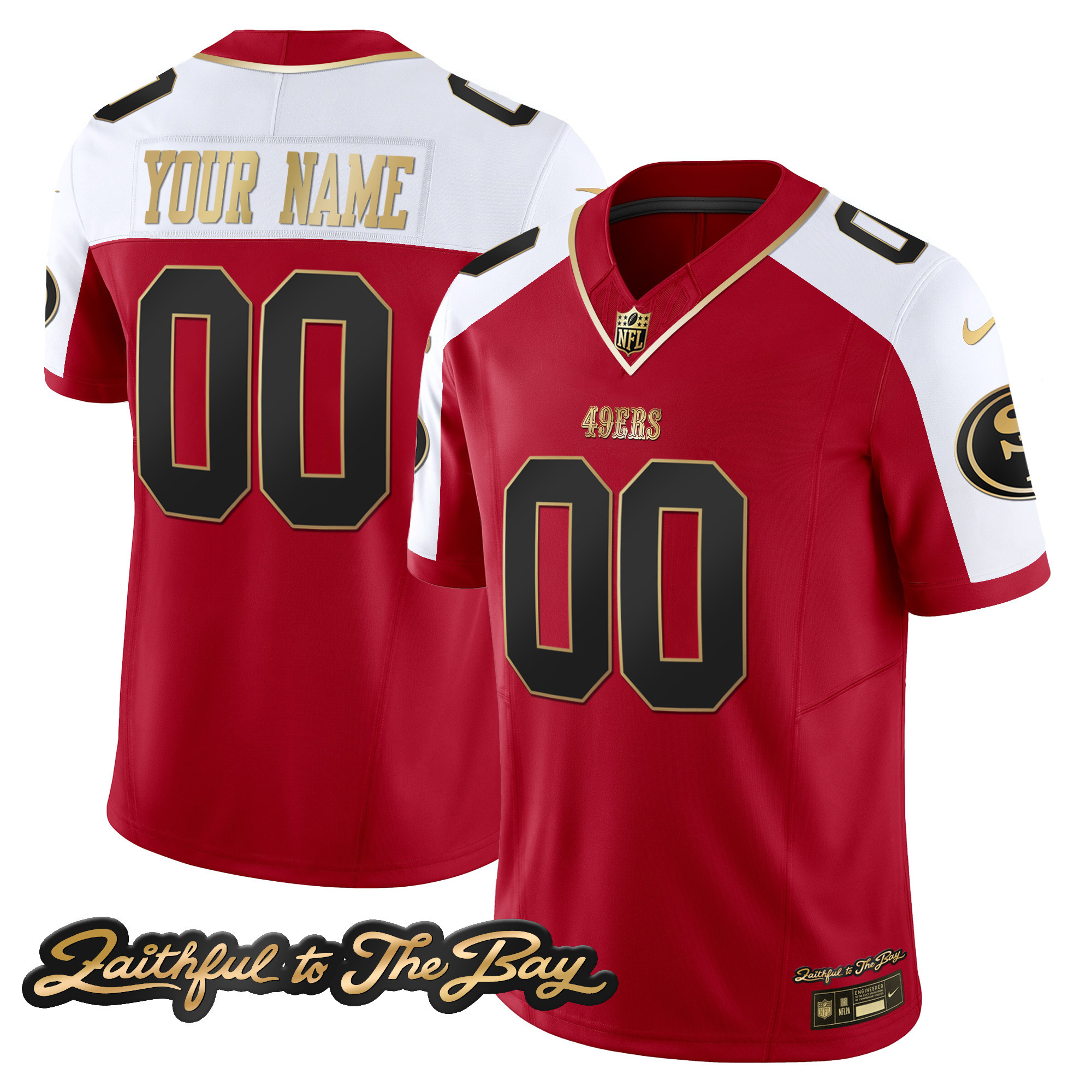 Men's San Francisco 49ers Faithful To The Bay Patch Vapor Custom Alternate Jersey V3 - All Stitched