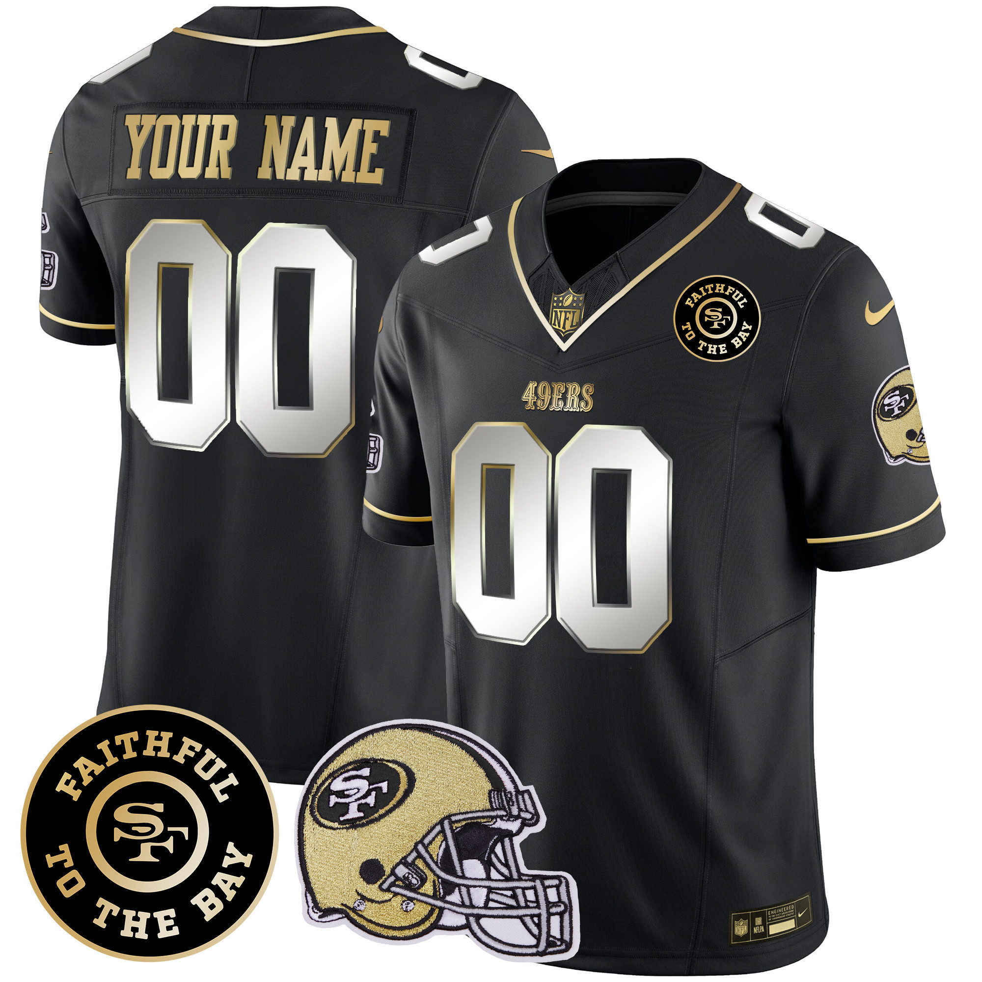 Men's San Francisco 49ers Faithful To The Bay Patch Vapor Custom Black Limited Jersey V5 - All Stitched