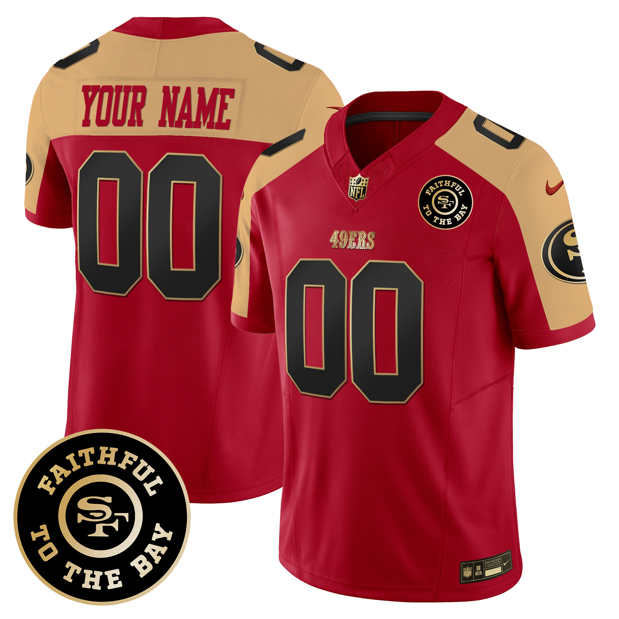 Men's San Francisco 49ers Faithful To The Bay Patch Vapor Limited Custom Alternate Jersey V7 - All Stitched
