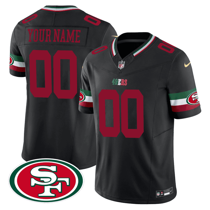 Men's San Francisco 49ers Mexico Custom Black Jersey - All Stitched
