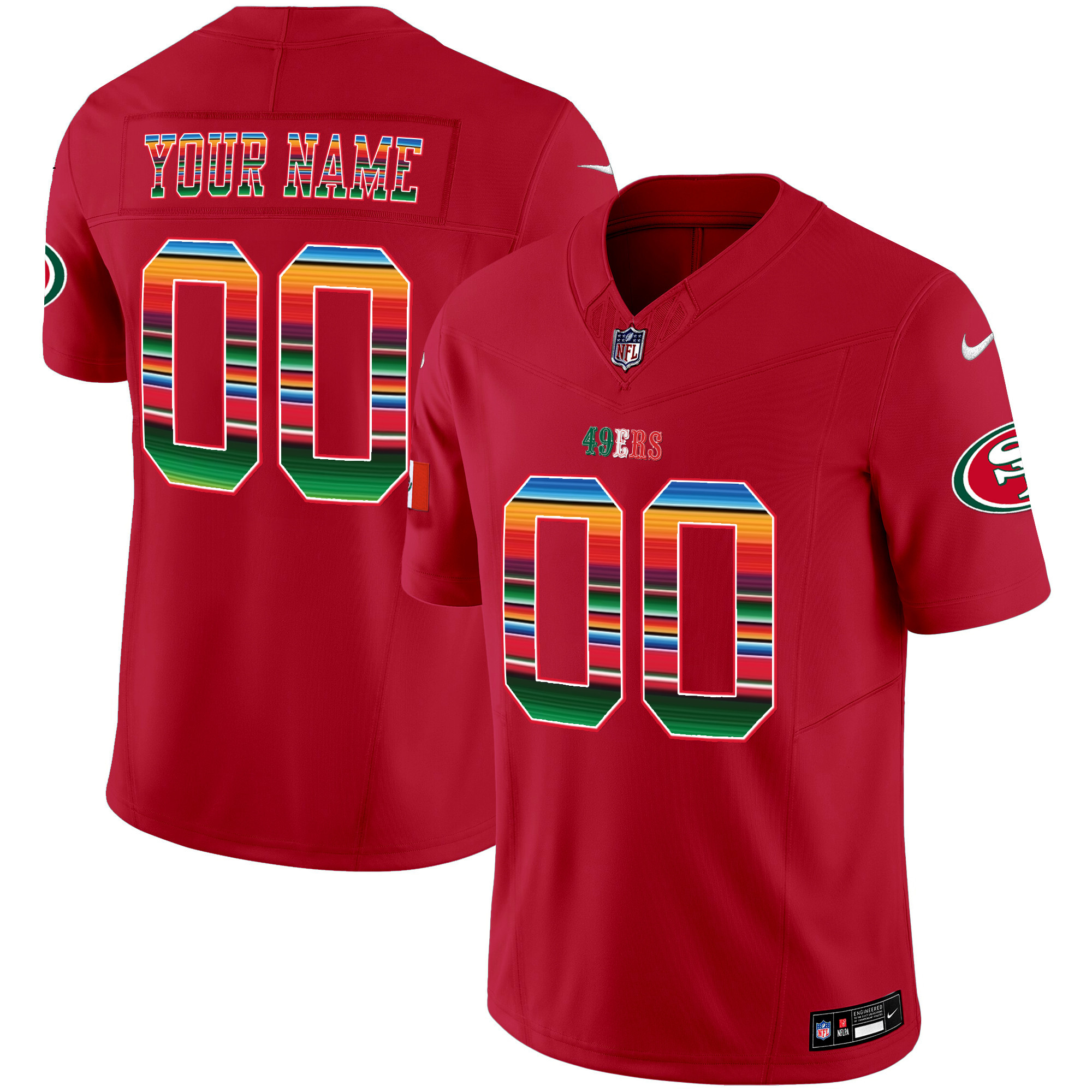 Men's San Francisco 49ers Mexico Vapor Custom Red Jersey V3 - All Stitched