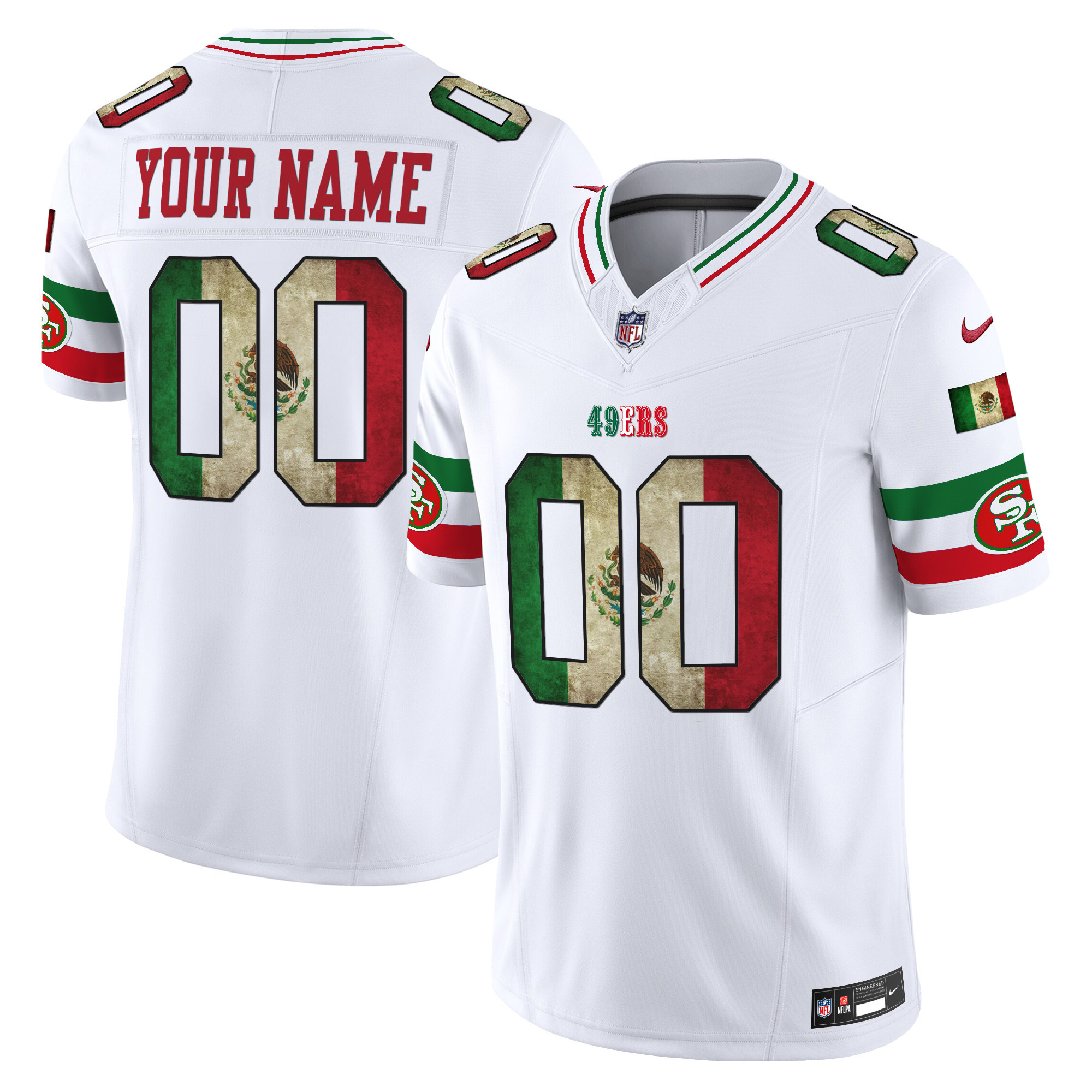Men's San Francisco 49ers Mexico Vapor Limited Custom White Jersey - All Stitched