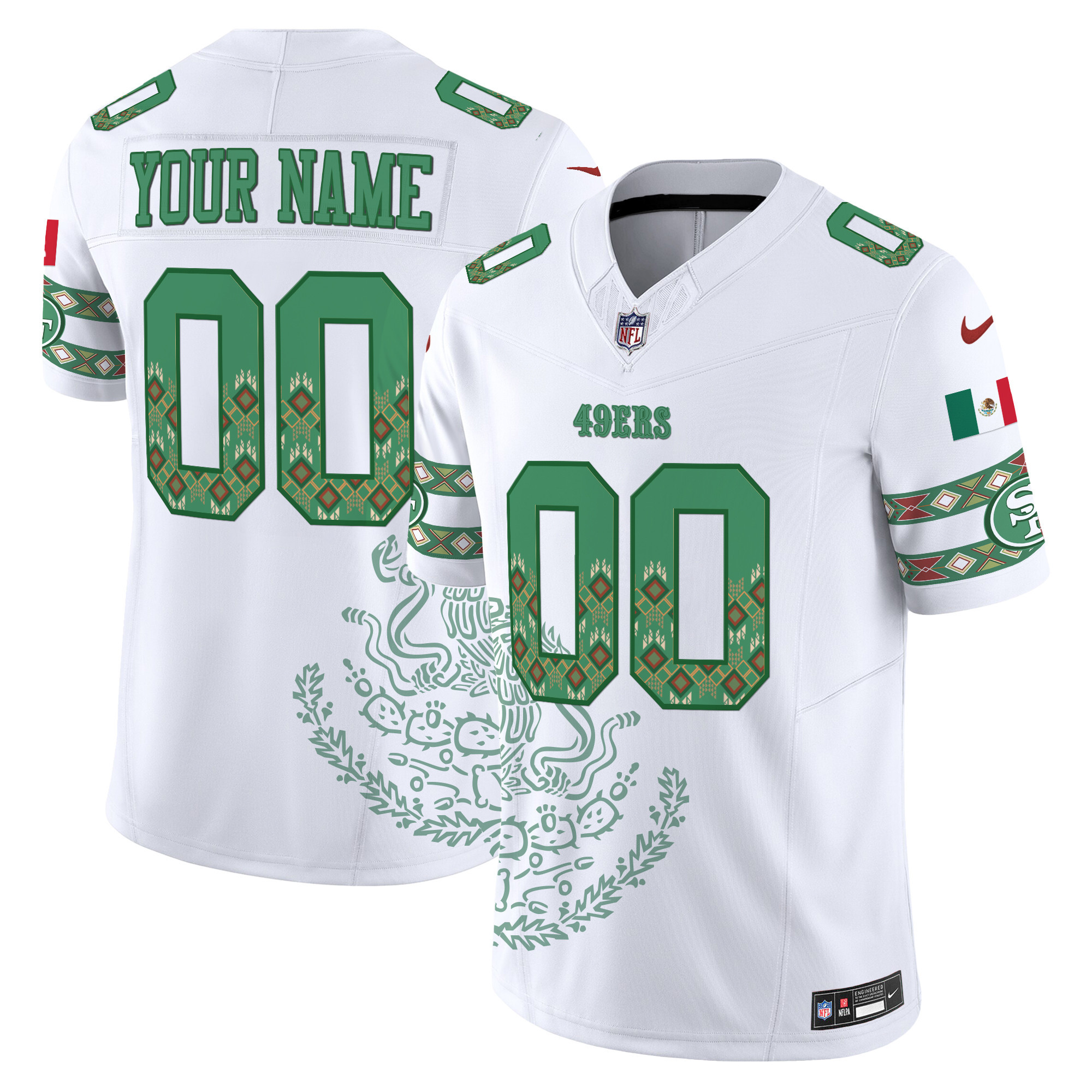 Men's San Francisco 49ers Mexico Vapor Limited Custom White Jersey - Printed