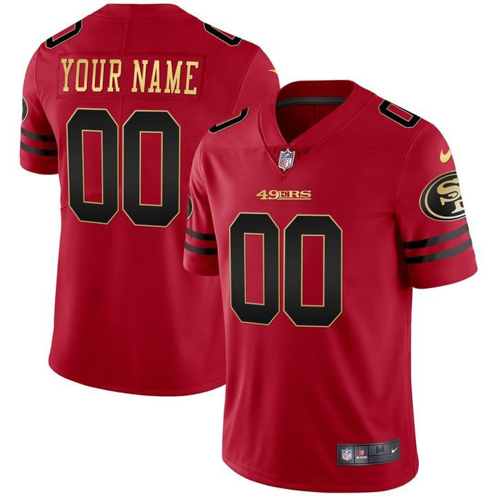 Men's San Francisco 49ers Red Custom Red Jersey - All Stitched