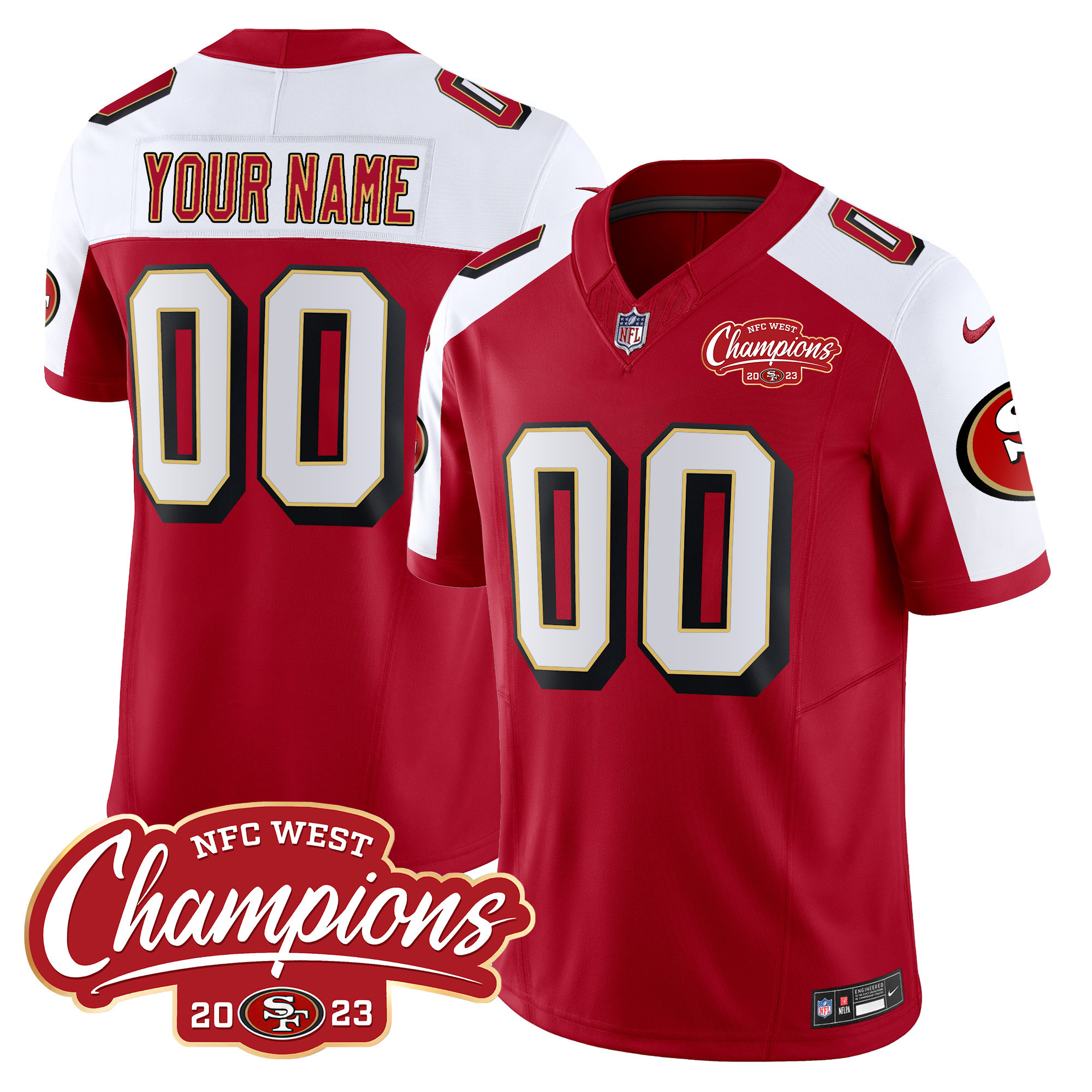 Men's San Francisco 49ers Throwback NFC West Champions Patch Vapor Custom Alternate Jersey - All Stitched